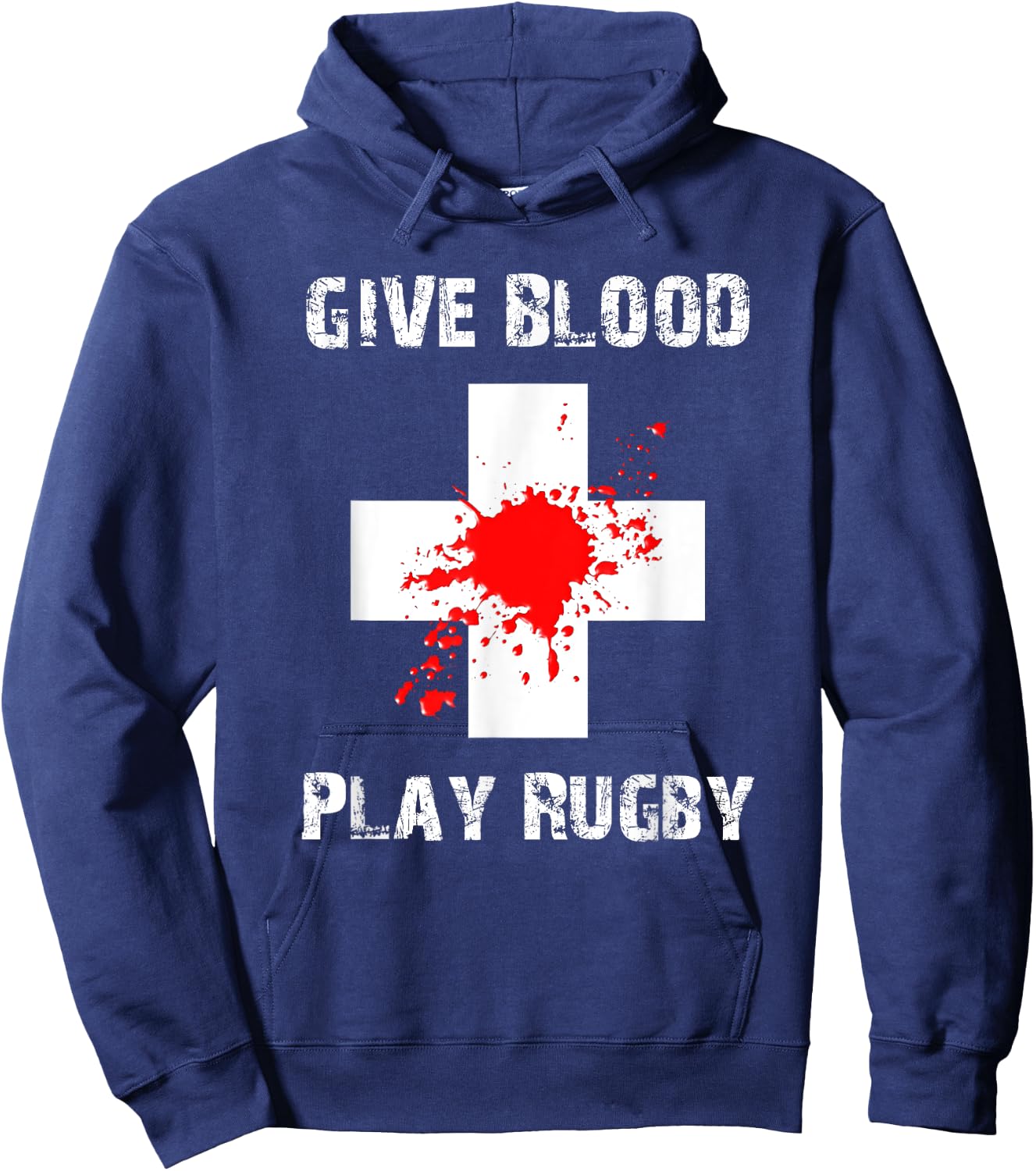 Give Blood Play Rugby | Funny Rugby Player Hoodie - Hoodie | Navy