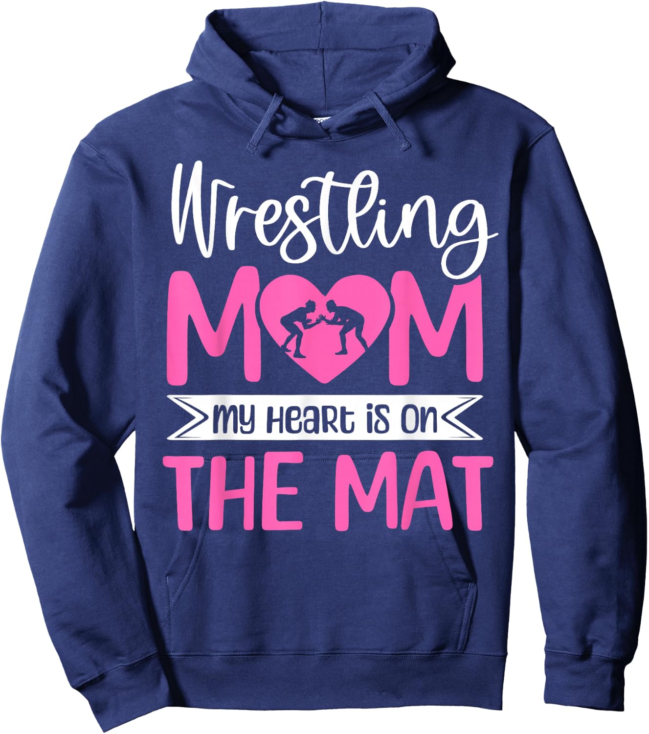 Wrestling Mom My Heart Is On The Mat Wrestler Mama Hoodie - Hoodie | Navy
