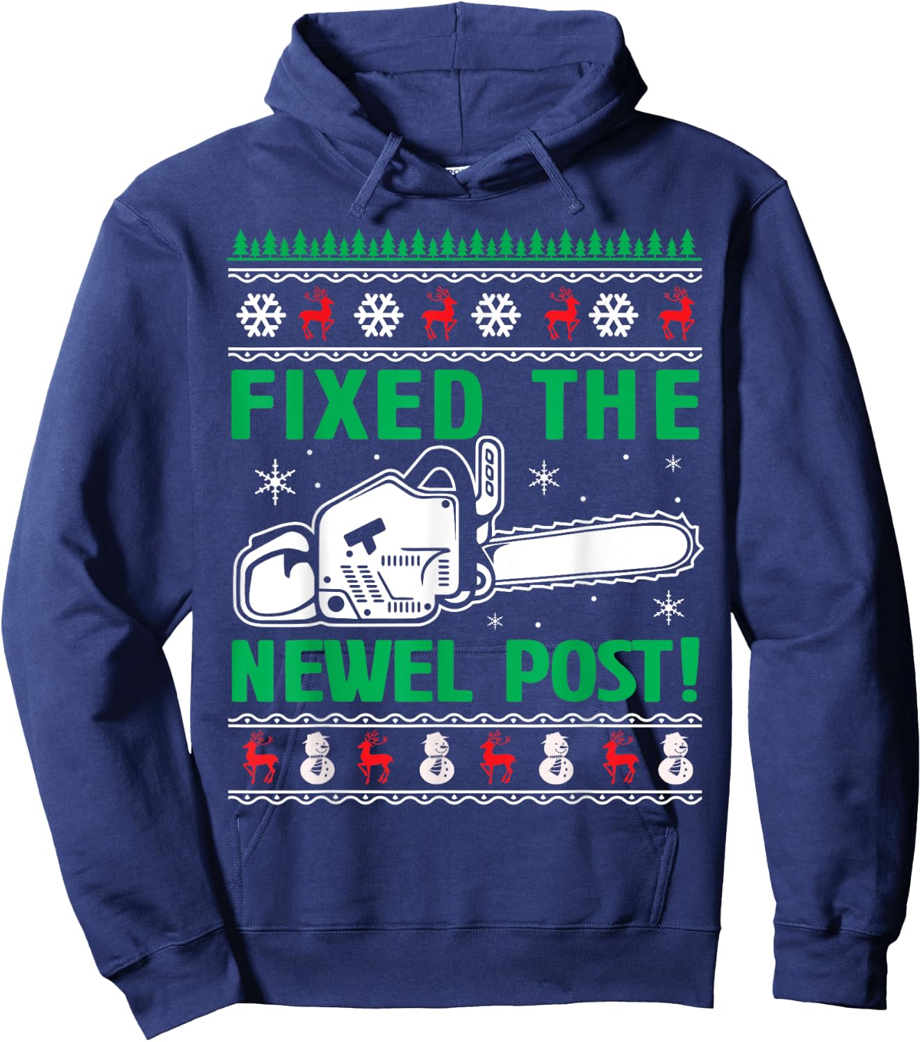 Christmas Fixed The Newel Post -Adults Black Small Modern Classic Hoodie - Hoodie | Navy