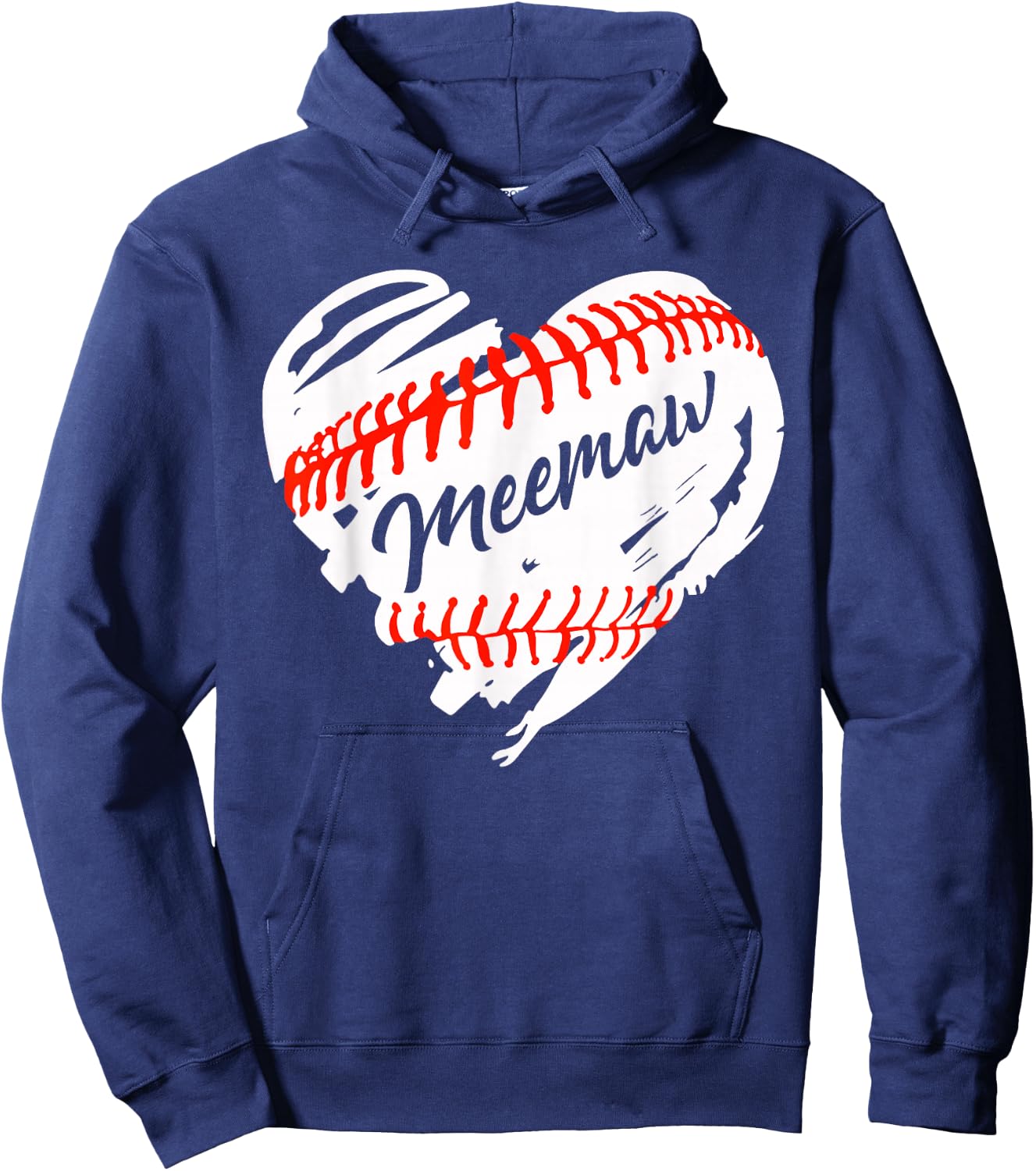 Baseball Heart Baseball Meemaw Women Softball Mom Short Hoodie - Hoodie | Navy