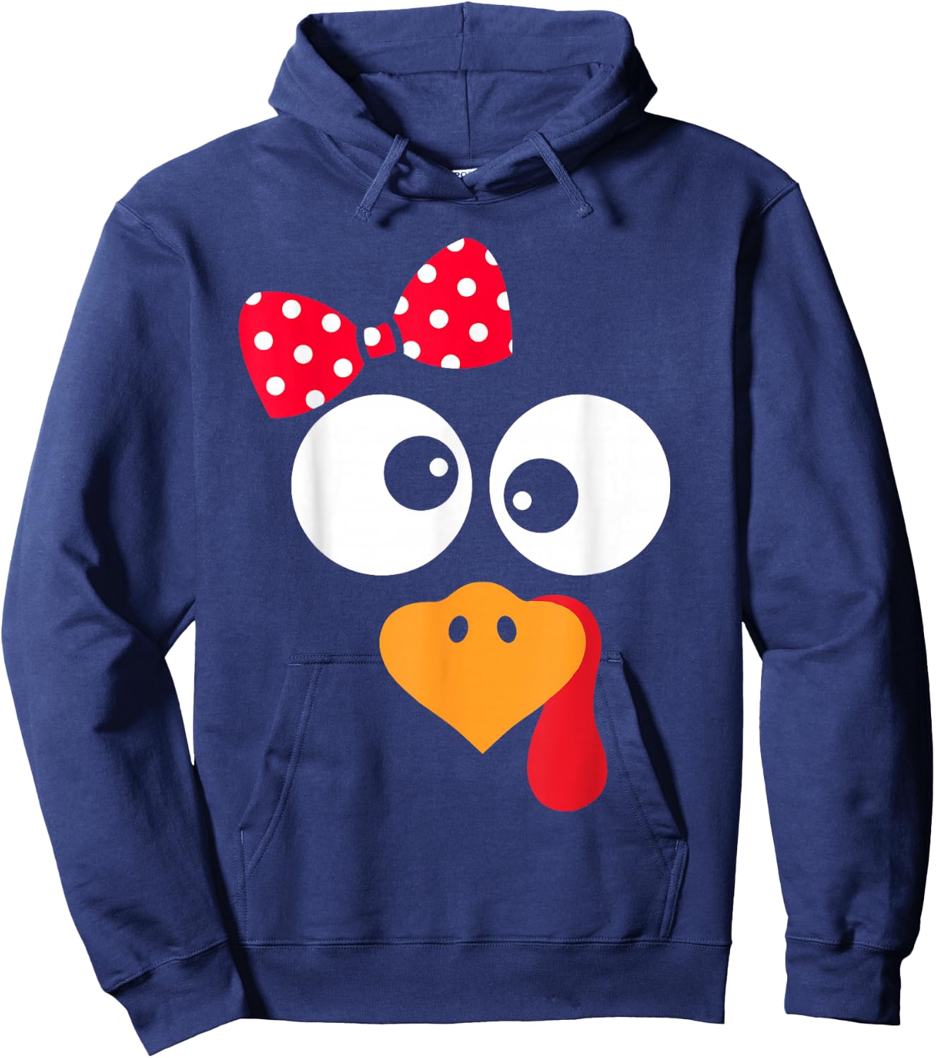 Thanksgiving Funny Turkey Face Costume Outfit Girls Hoodie - Hoodie | Navy