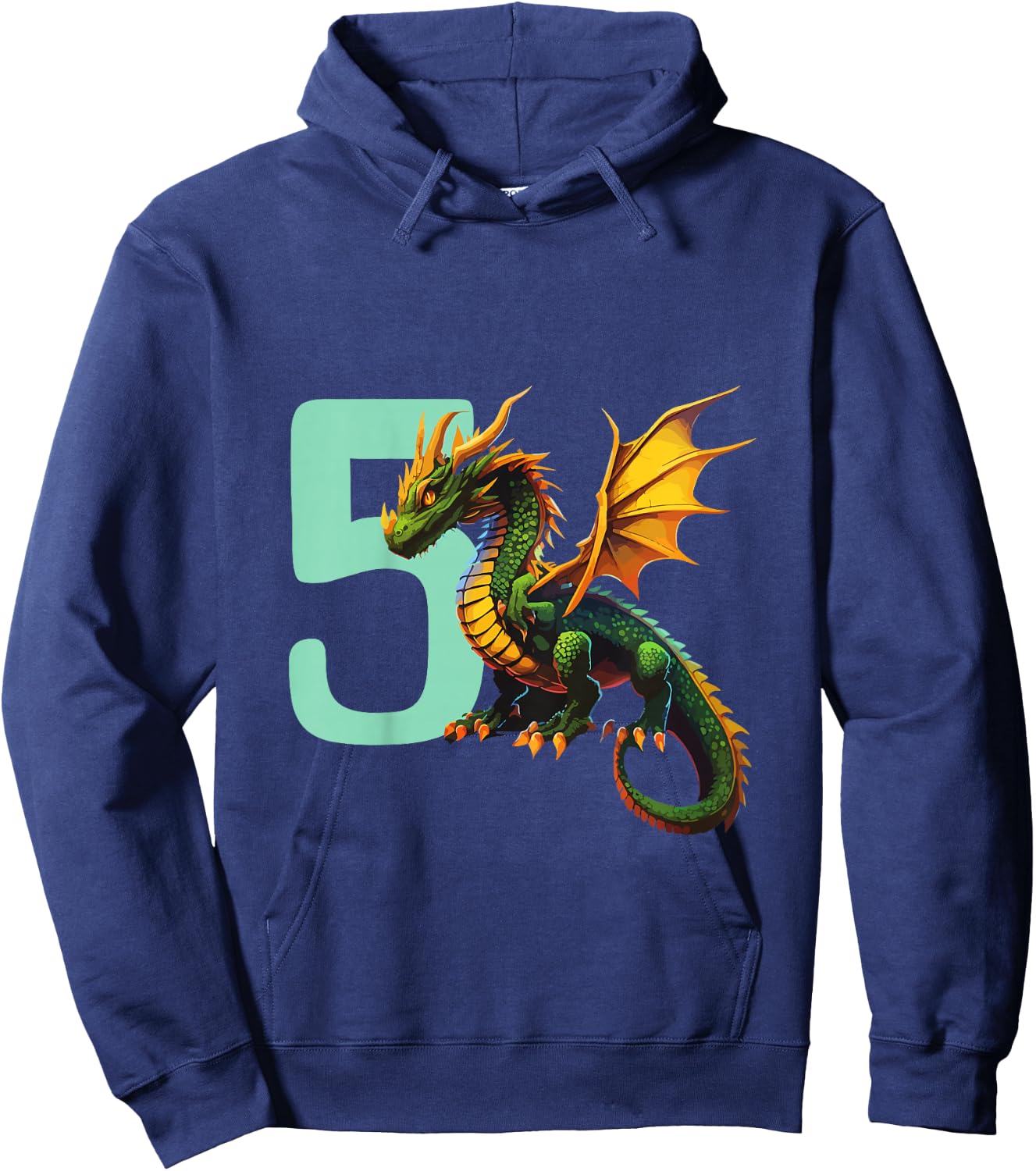Children's Birthday Dragon 5 Years Boy Dragon Number Age , black Hoodie - Hoodie | Navy