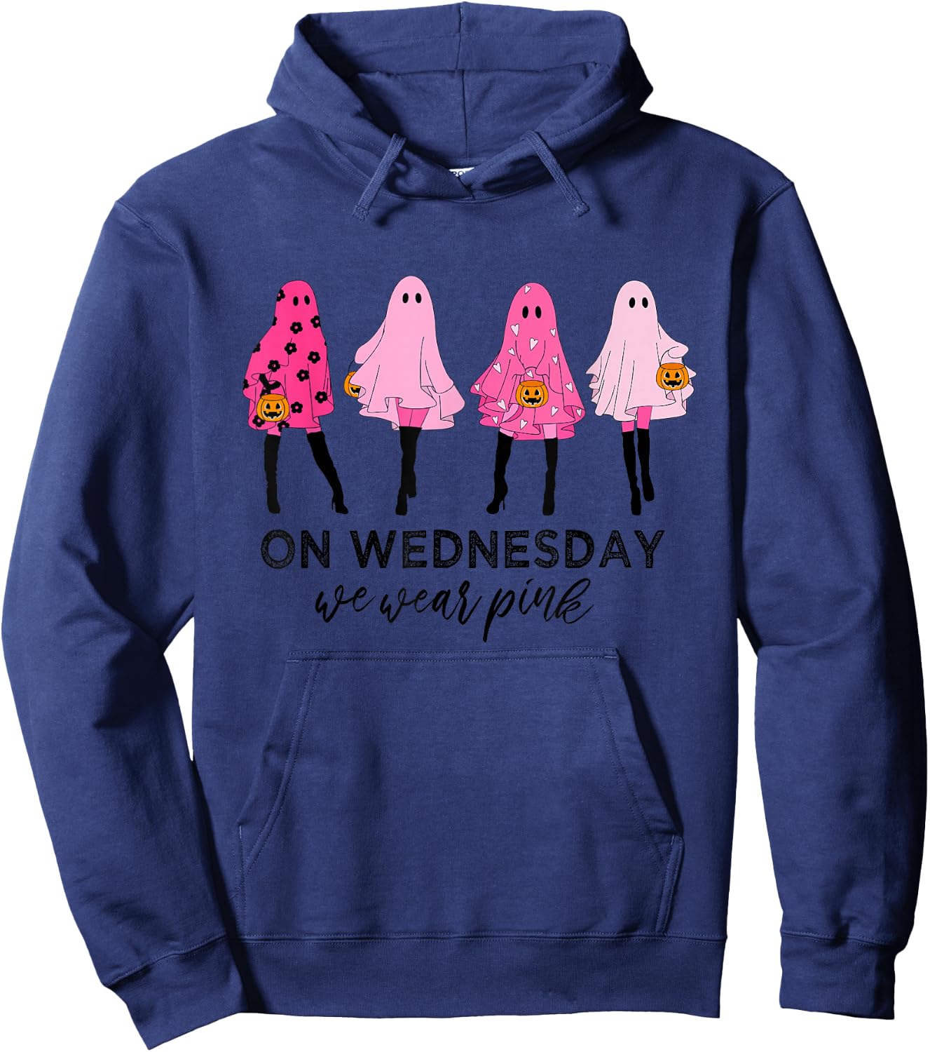 Funny Cute On Wednesday Ghost Halloween We Wear Pink Hoodie - Hoodie | Navy