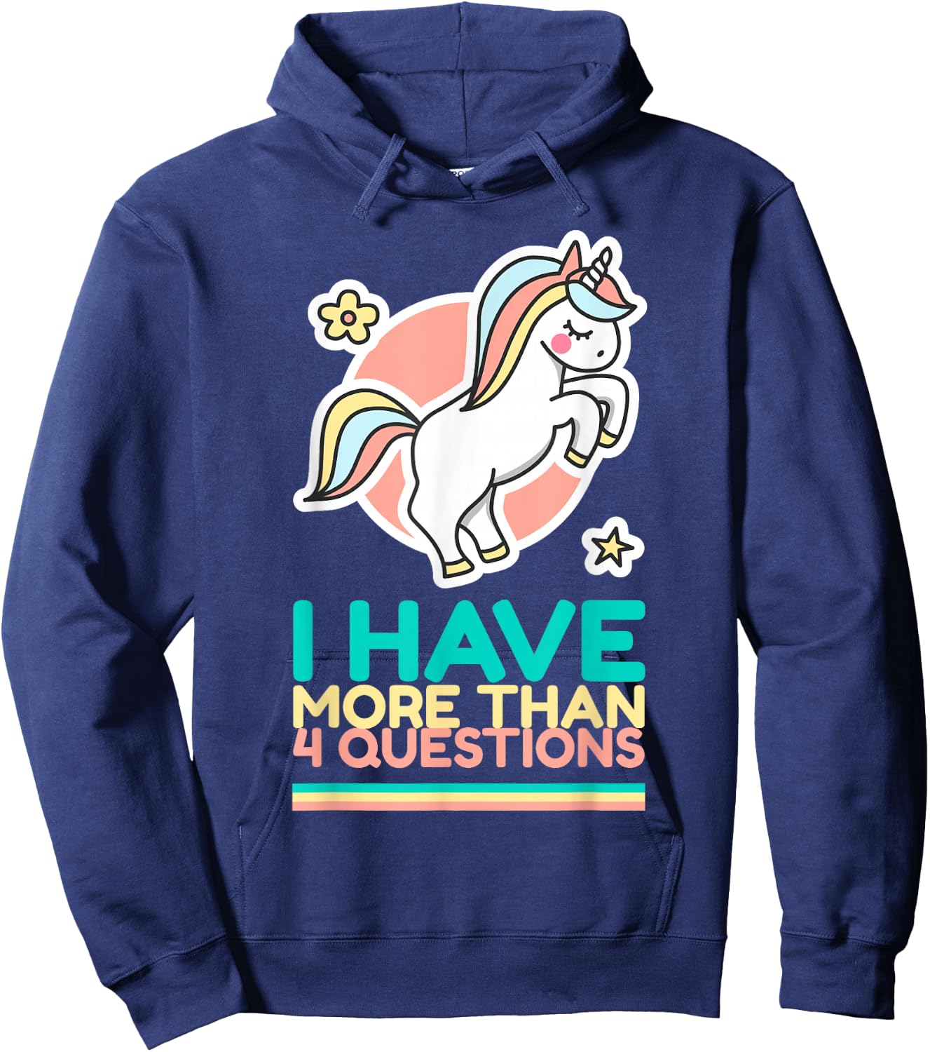 I Have More Than Four Questions Unicorn Passover Kids Hoodie - Hoodie | Navy