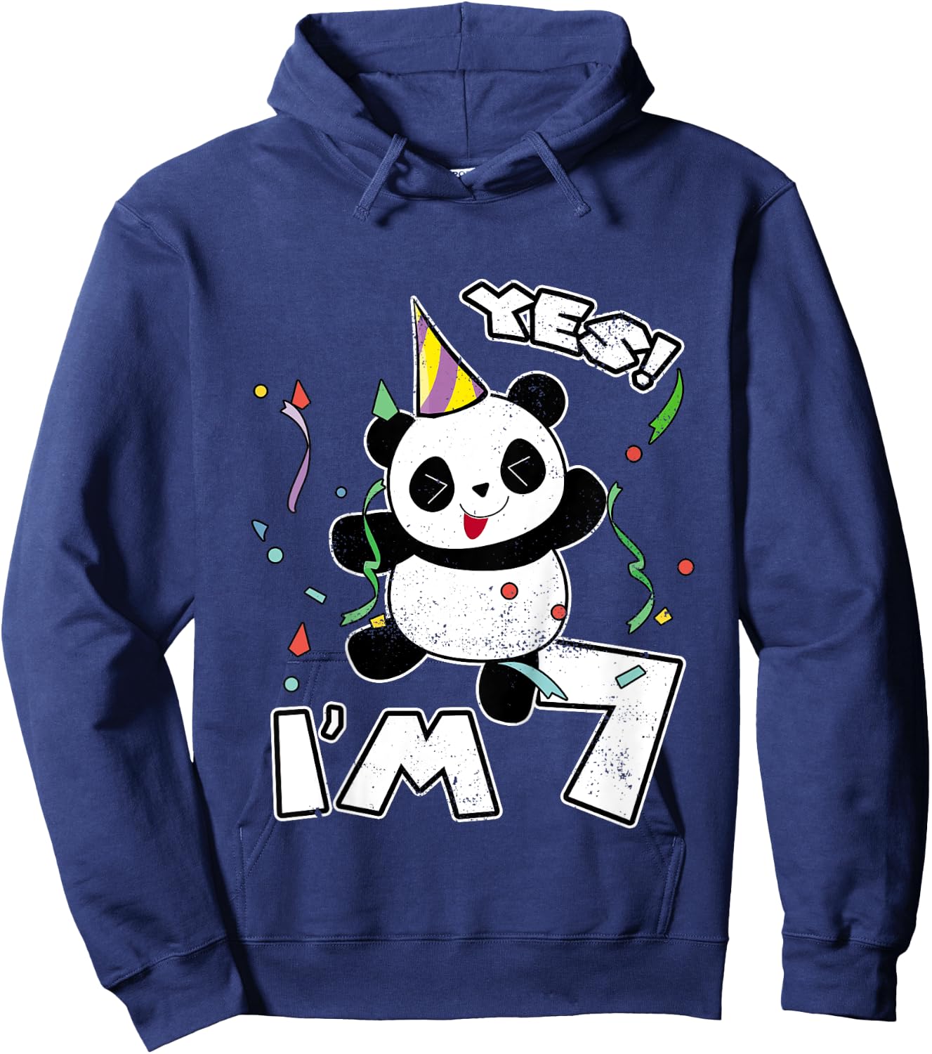 7th Birthday Panda Party Yes I'm 7 Years Old Gift Hoodie - Hoodie | Navy