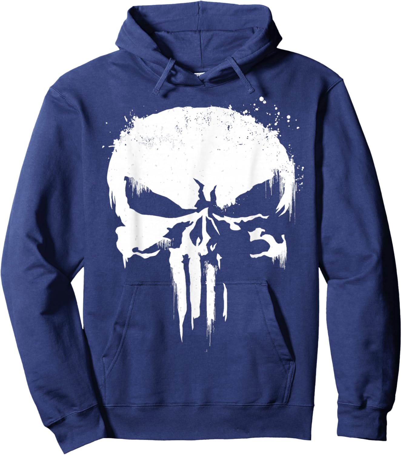 Marvel Punisher White Paint Splatter Skull Graphic Hoodie - Hoodie | Navy