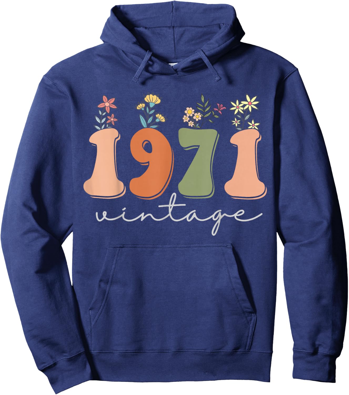 Vintage 1971 Wildflowers 52 Years Old 52nd Birthday Women Hoodie - Hoodie | Navy