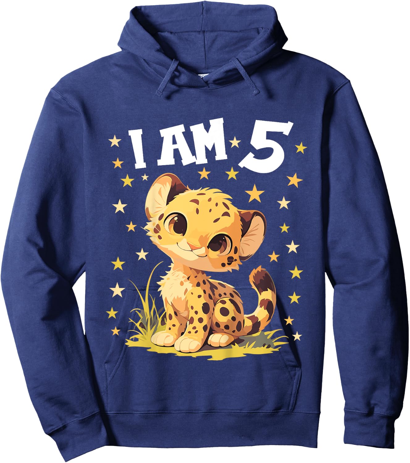 5 Years old 5 birthday Cheetahs Boy Girl Cheetah Hoodie - Hoodie | Navy