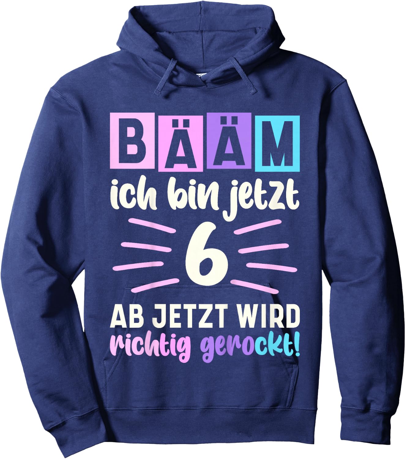 Girls' with German Text "Ich bin jetzt 6th Birthday" [German Language], black Hoodie - Hoodie | Navy