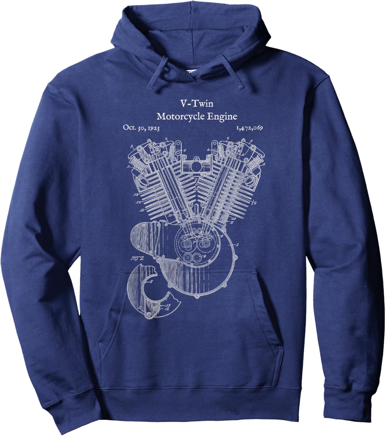 Vintage V-Twin Motorcycle Engine Shirt - Street Bike Hoodie - Hoodie | Navy