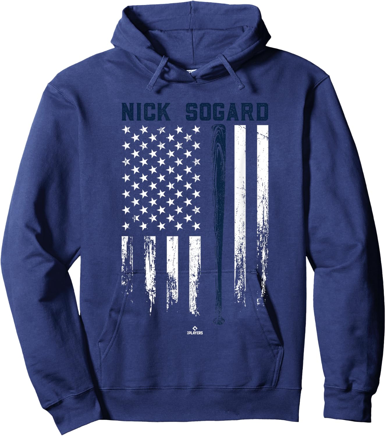 USA Flag Bat Nick Sogard Boston Baseball MLBPA Hoodie - Hoodie | Navy