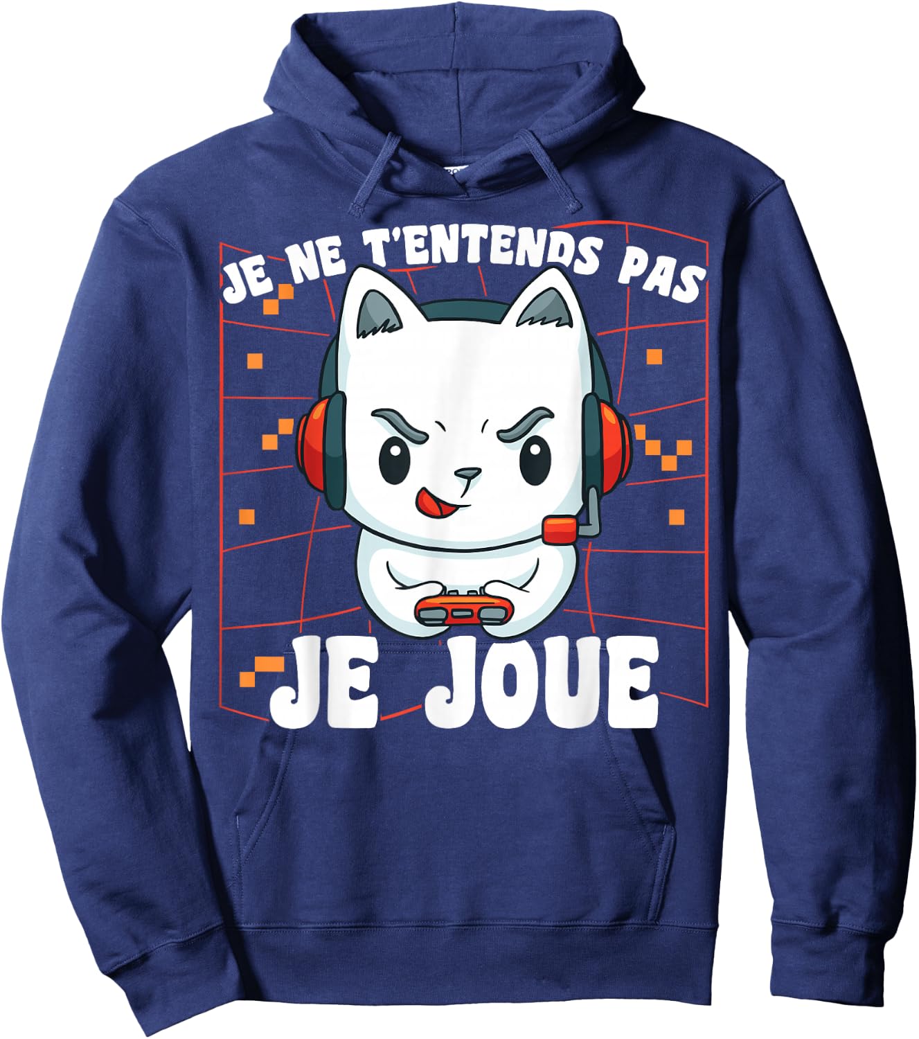 Kawaii Gamer Chat Je Ne T'T'ends Pas Je Joue Gaming Geek , Black, S Hoodie - Hoodie | Navy