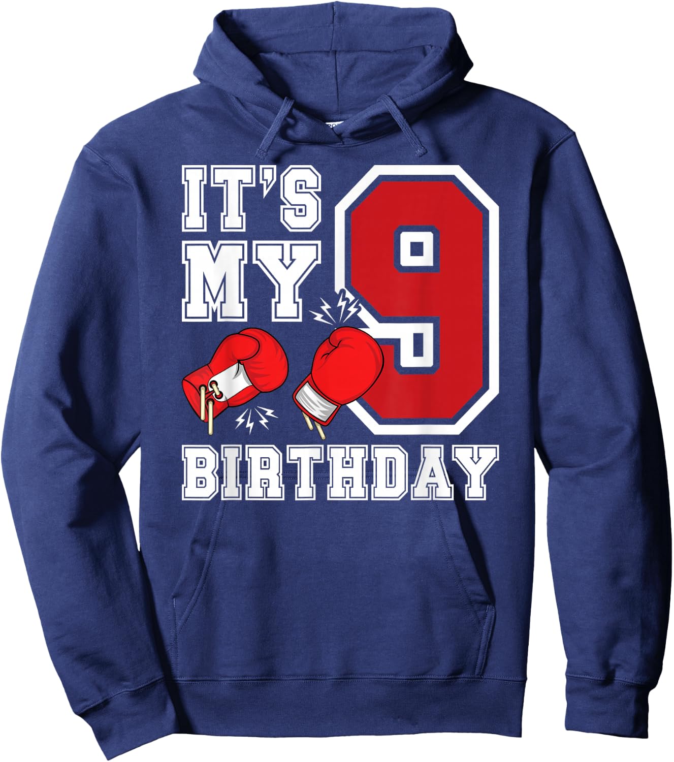 9th Birthday Boxing Boy 9 Year Old Boxer Bday Party Hoodie - Hoodie | Navy