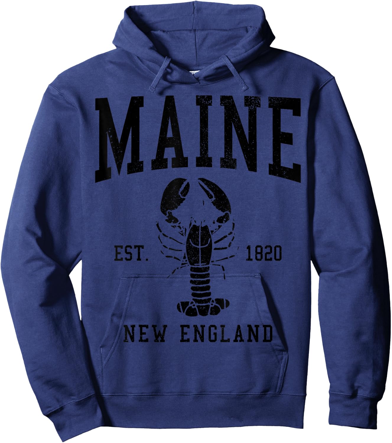 Maine New England Est. 1820 Lobster Vintage Pride Hoodie - Hoodie | Navy
