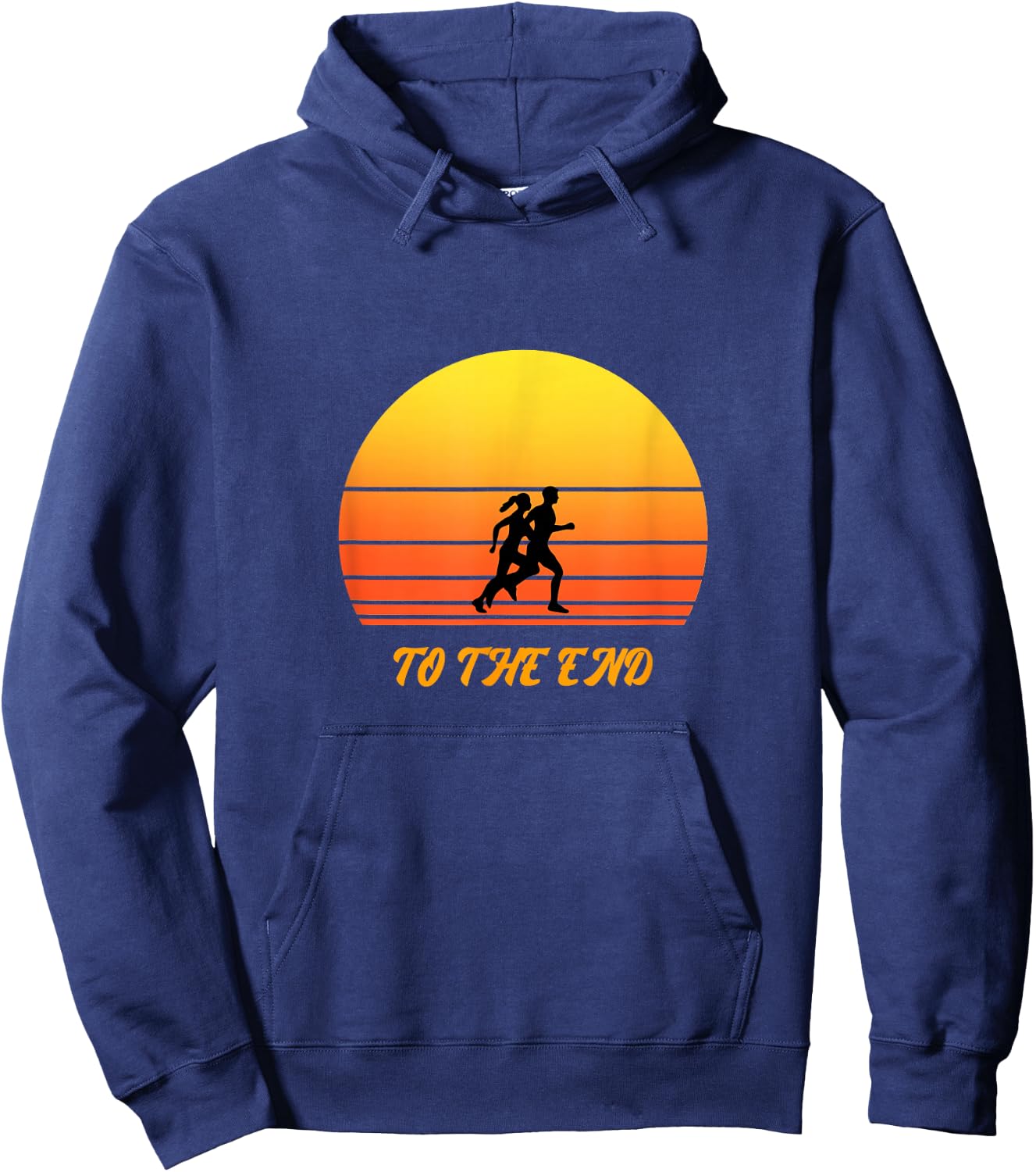 Sunset Design of to the End Running Couple Graphic Hoodie - Hoodie | Navy
