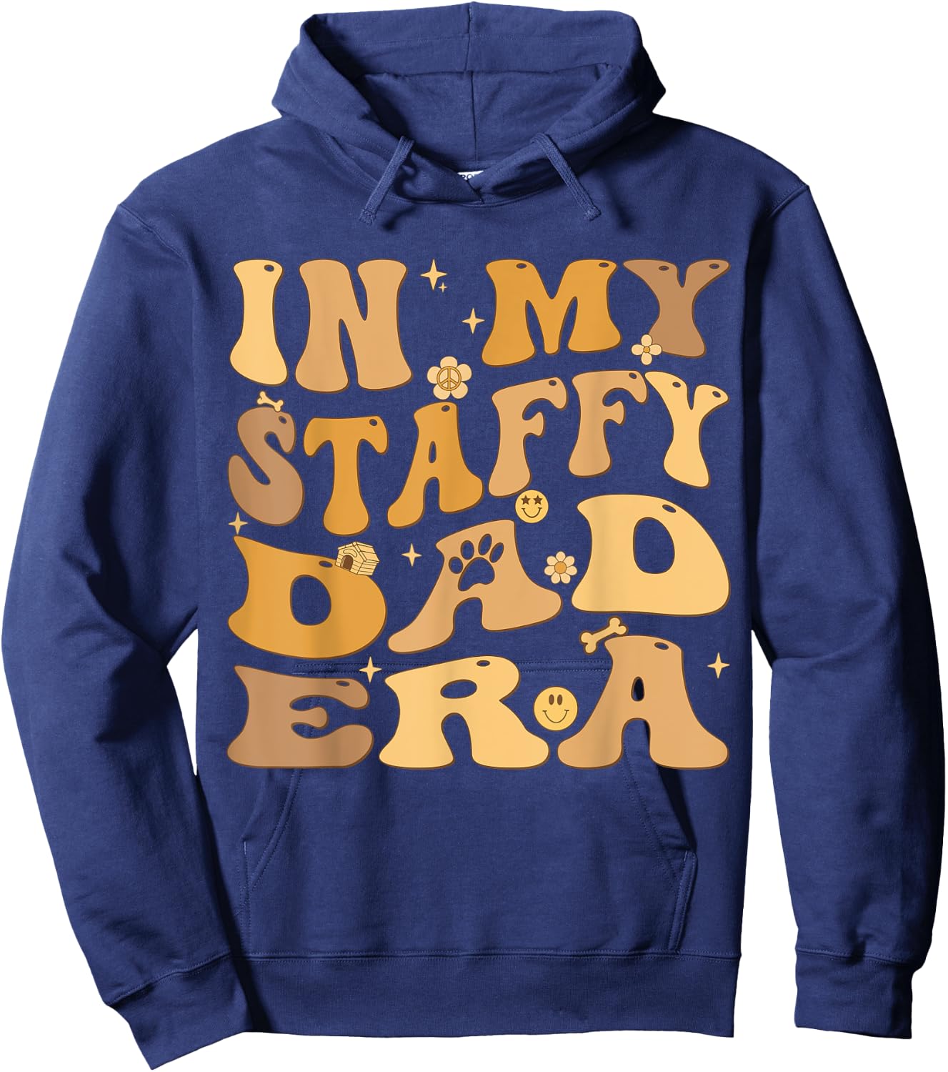 In My Staffy Dad Era Groovy Staffordshire Bull Terrier Dog Men Women Kids Hoodie - Hoodie | Navy