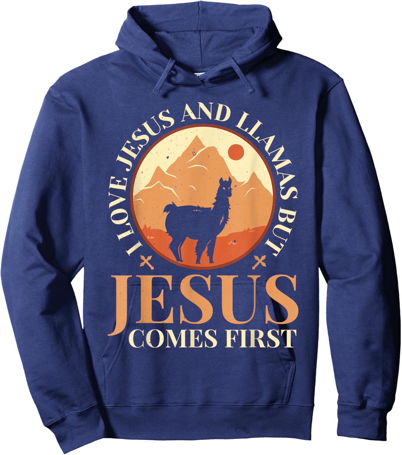 Llamas Lover Christian Religion Faith Jesus Catholic Hoodie - Hoodie | Navy