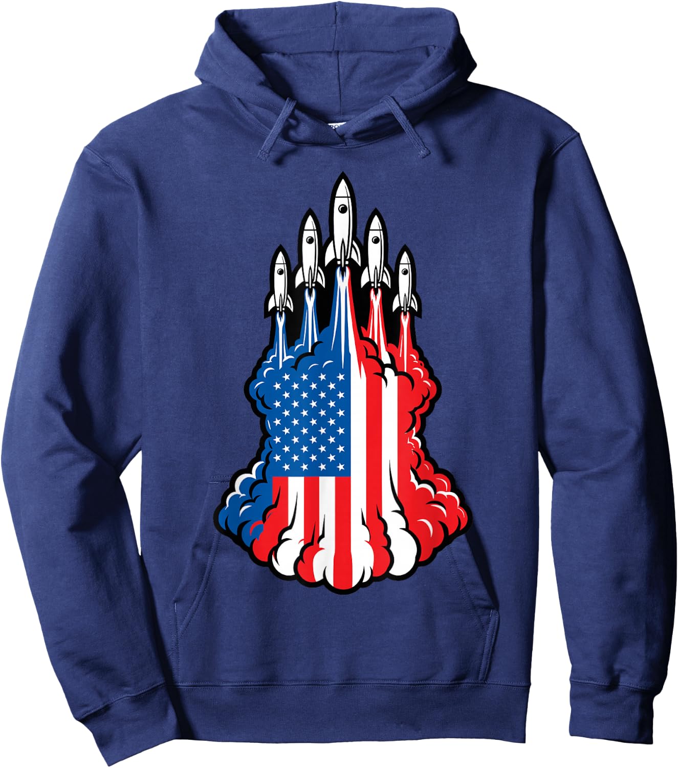 Cool Patriotic Shirts , Space Rocket American Flag Hoodie - Hoodie | Navy