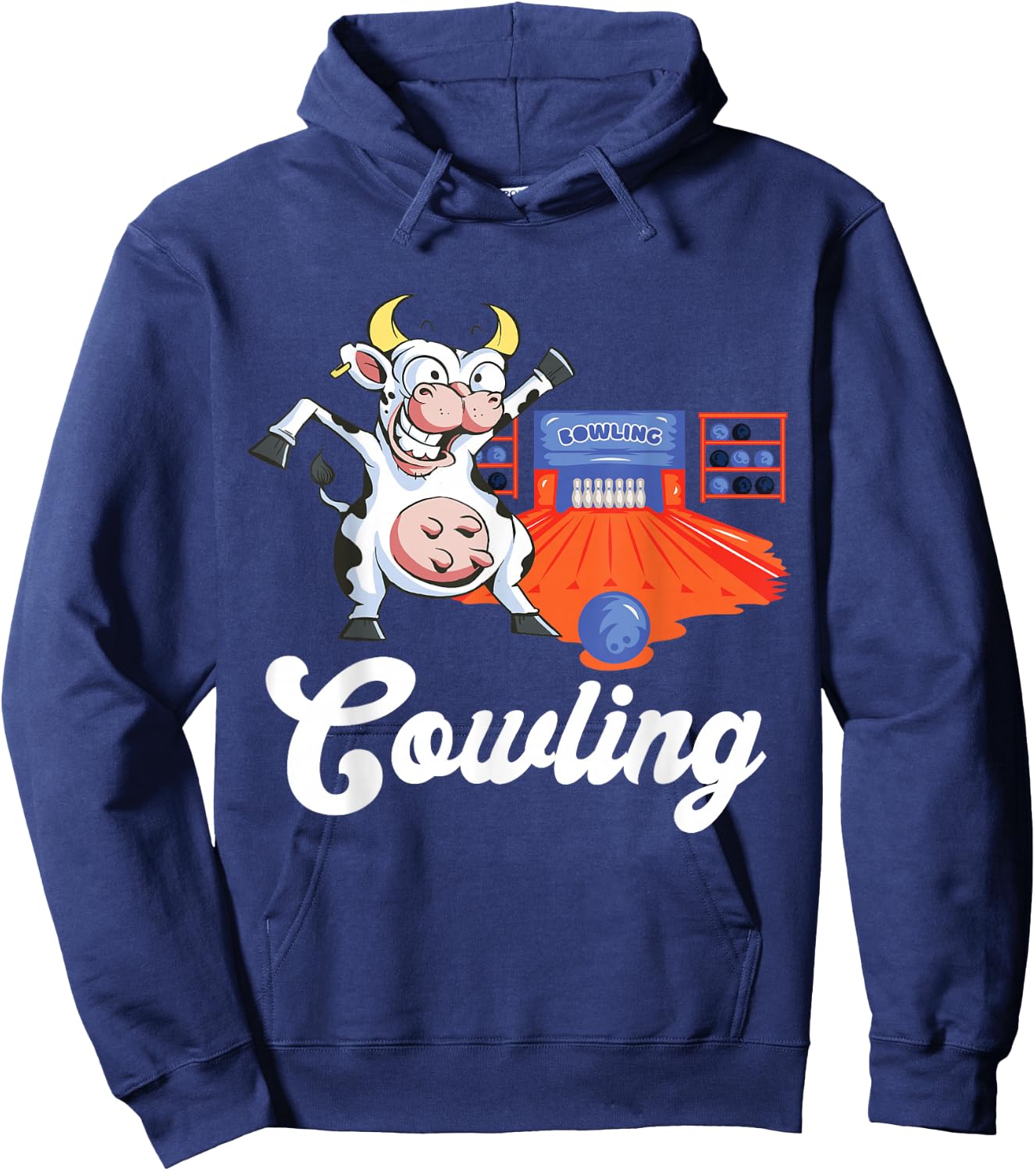 Funny Bowling Strike Cow Bowling Pin Bowling Ball Bowler Hoodie - Hoodie | Navy