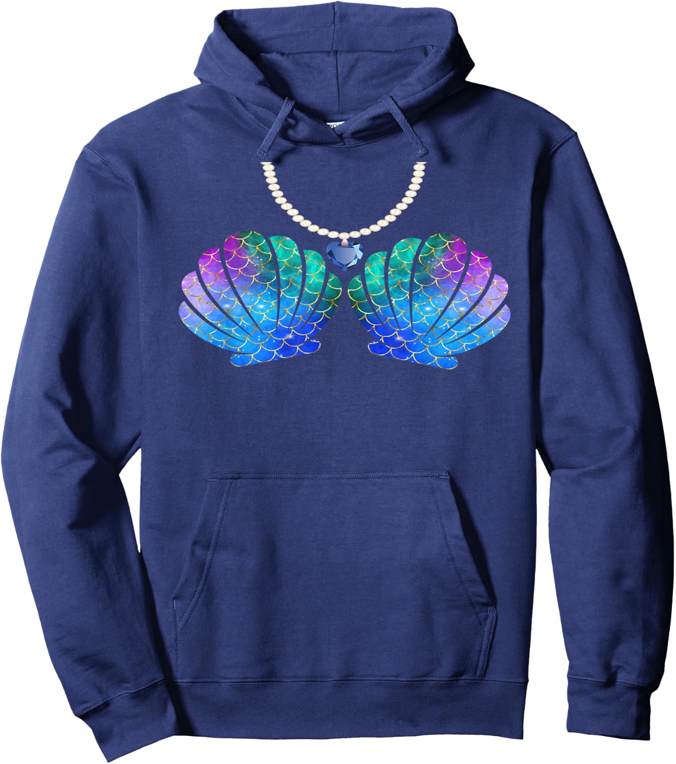 Mermaid Sea Shell Bra Halloween Costume Women Girls Hoodie - Hoodie | Navy