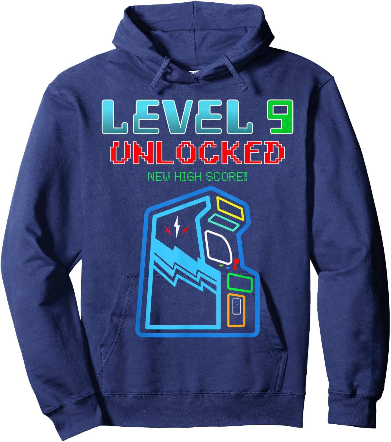 Level 9 Unlocked New High Score Arcade Game Birthday Hoodie - Hoodie | Navy
