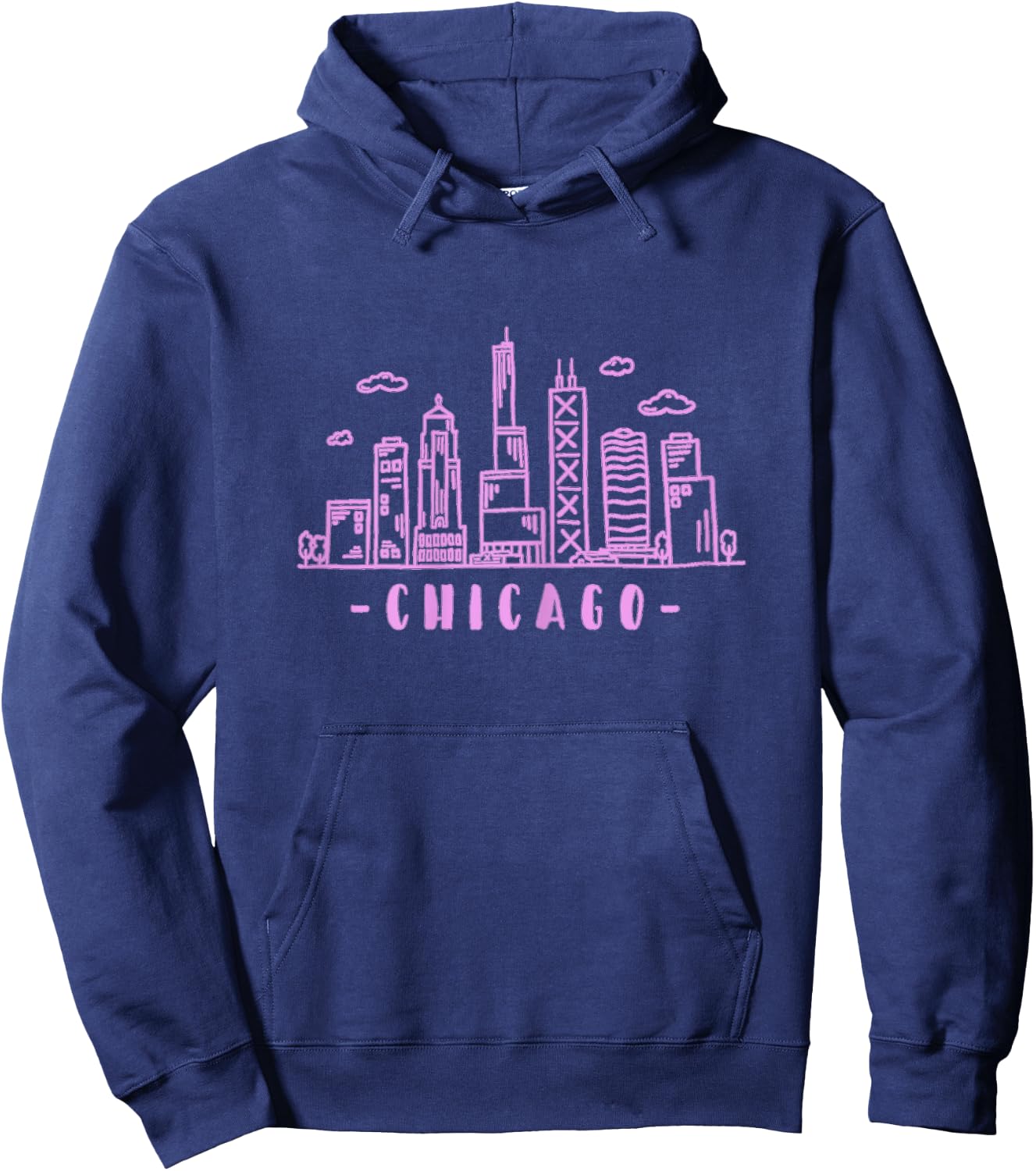 Chicago Skyline Illinois Vintage Hoodie - Hoodie | Navy