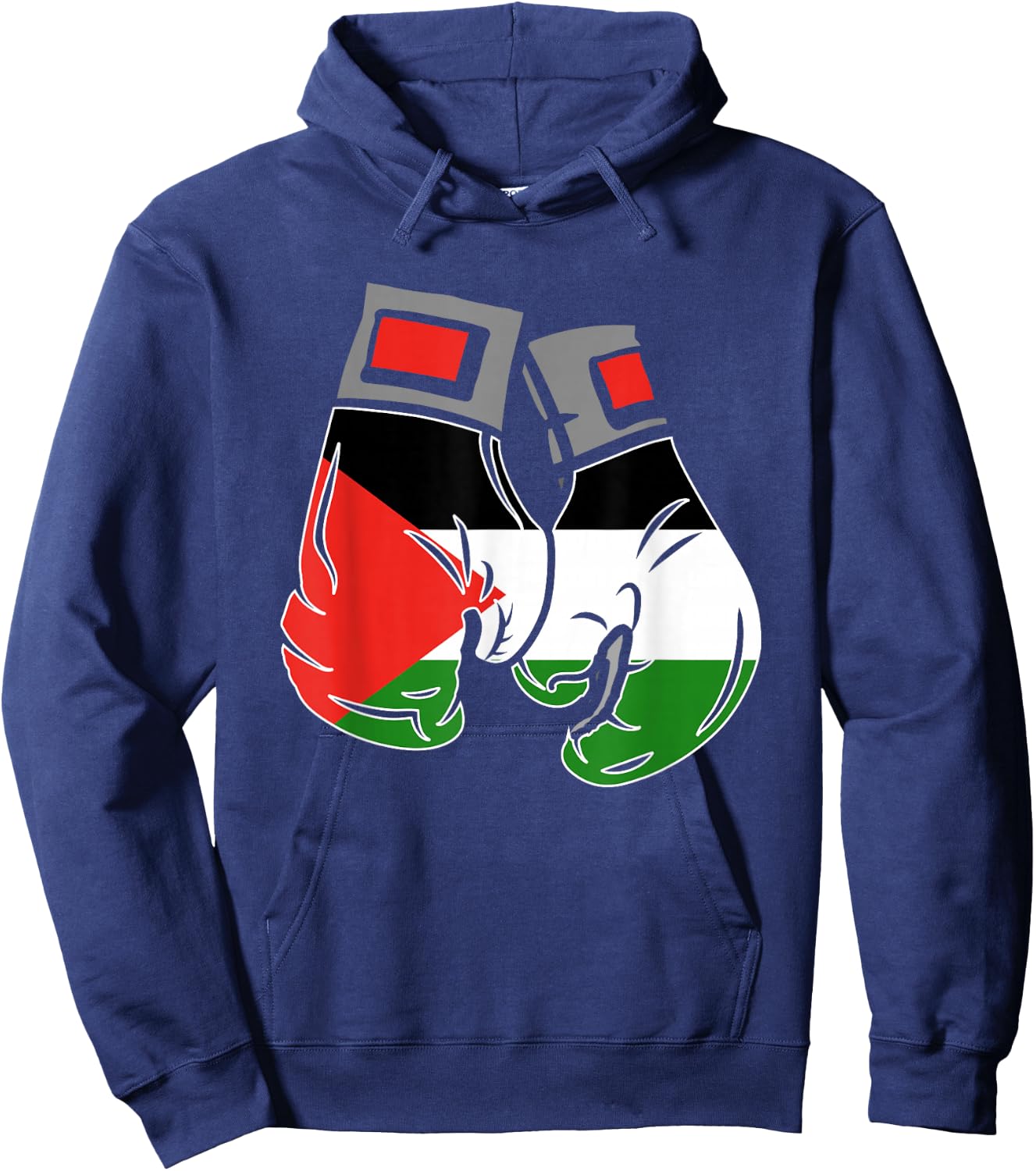 Boxing Glove with Palestine Flag , Black, S Hoodie - Hoodie | Navy