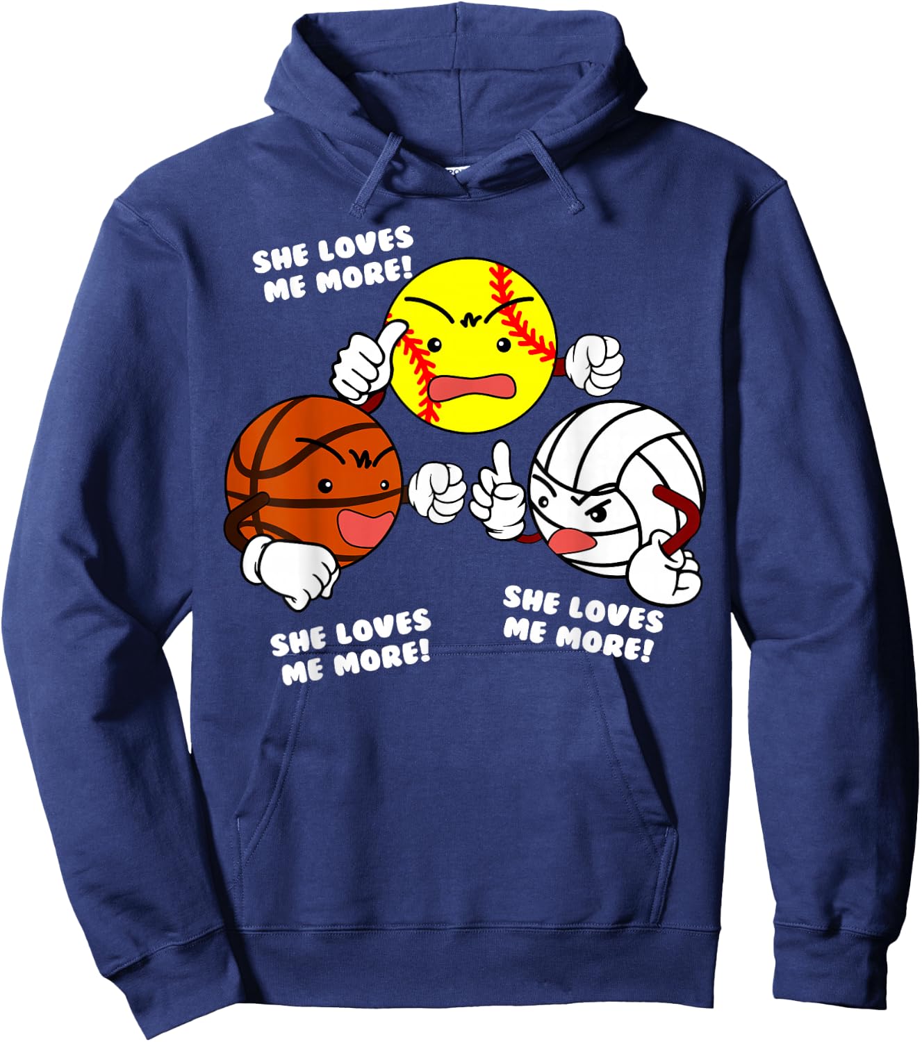 She Loves Me More Funny Softball Basketball Volleyball Hoodie - Hoodie | Navy