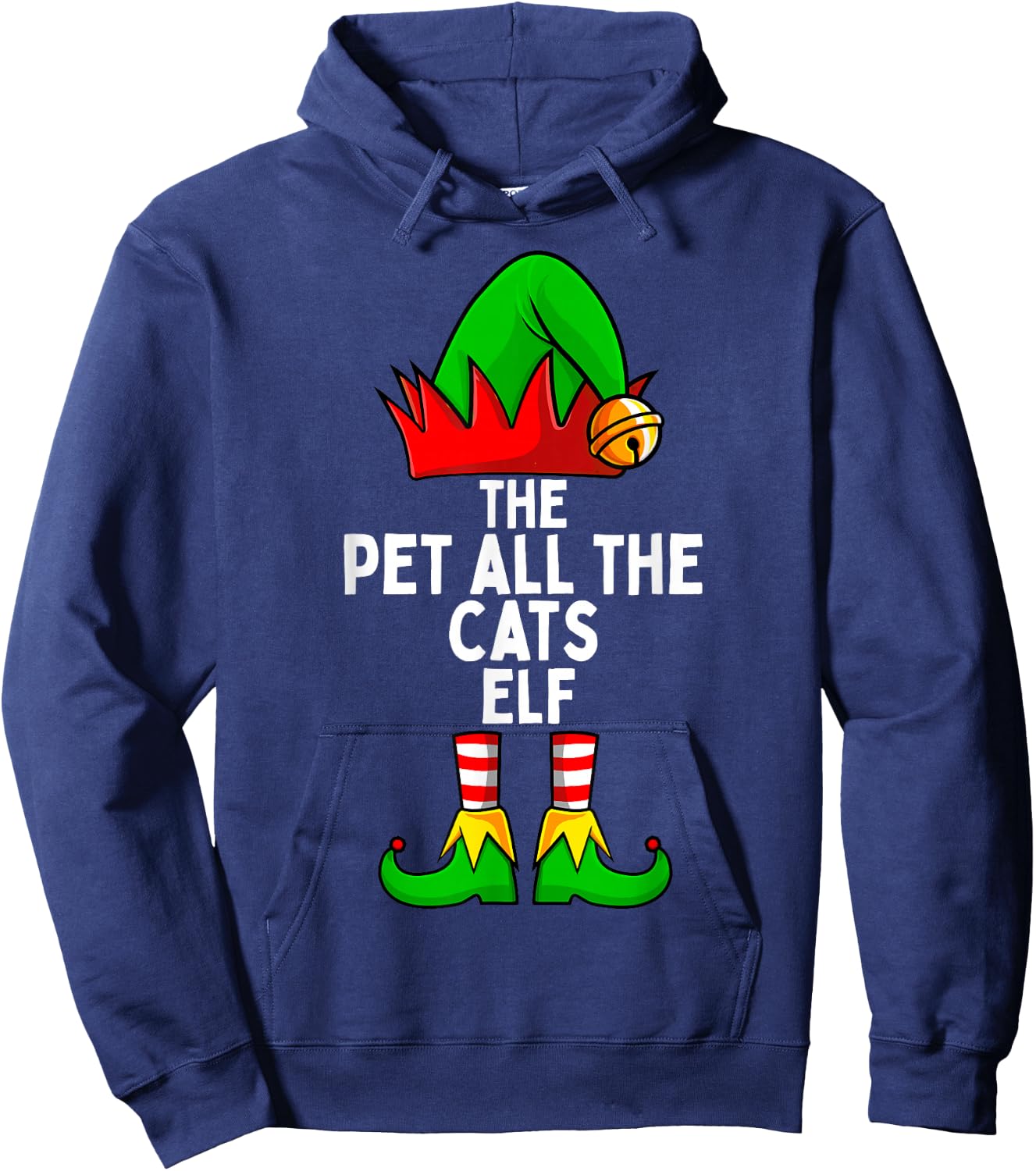 Pet All the Cats Elf Matching Family Christmas Hoodie - Hoodie | Navy