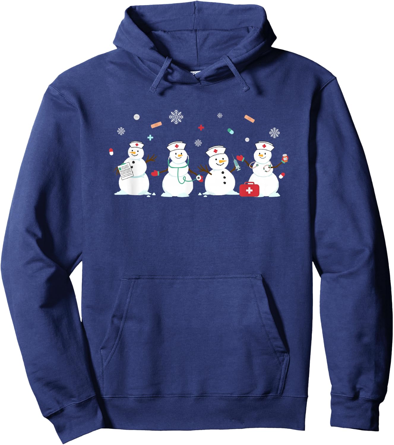 Funny Snowman Nurse Christmas Healthcare Holiday NICU Nurse Hoodie - Hoodie | Navy