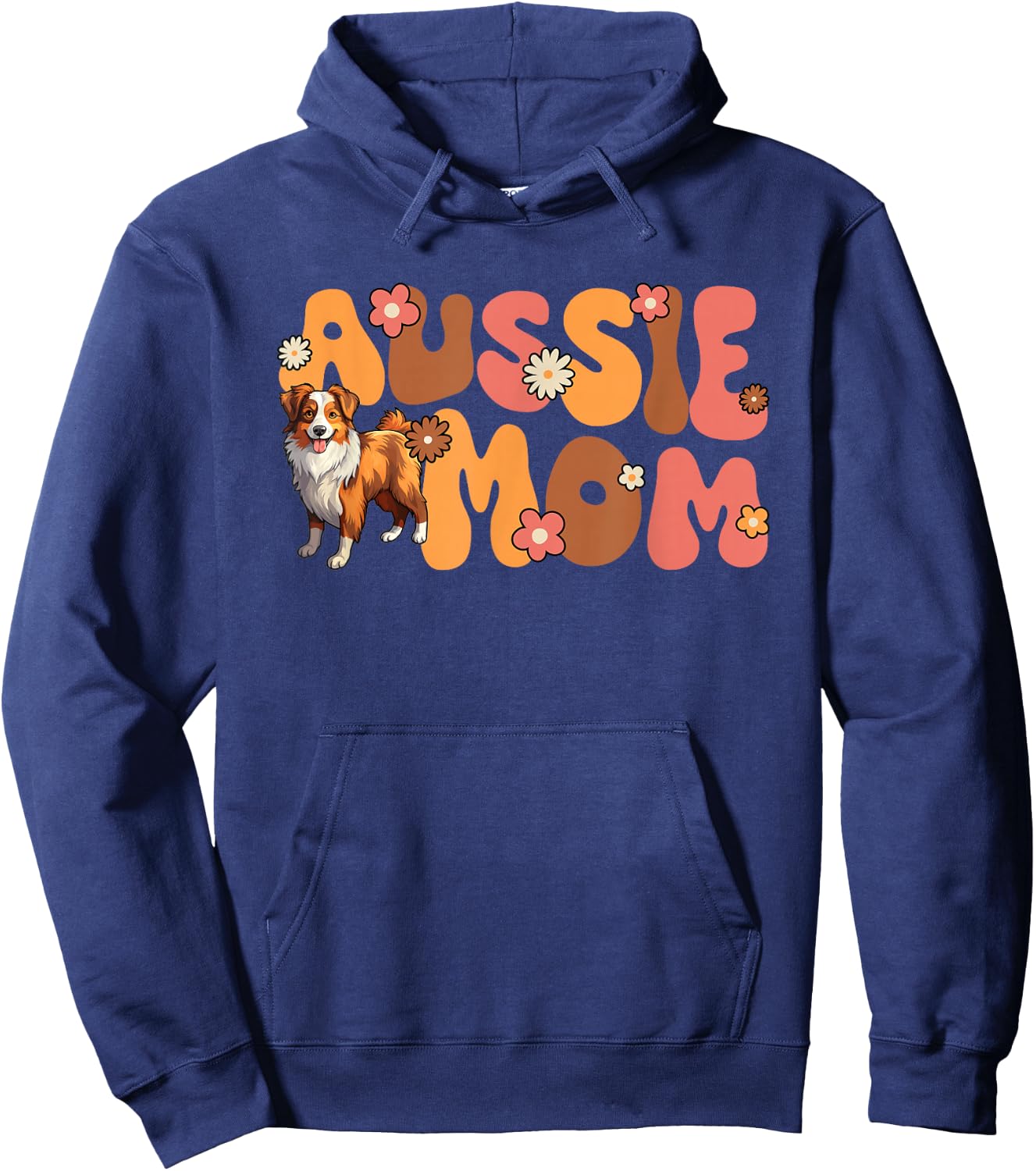 Australian Shepherd Red Tri Groovy Aussie mom Hoodie - Hoodie | Navy