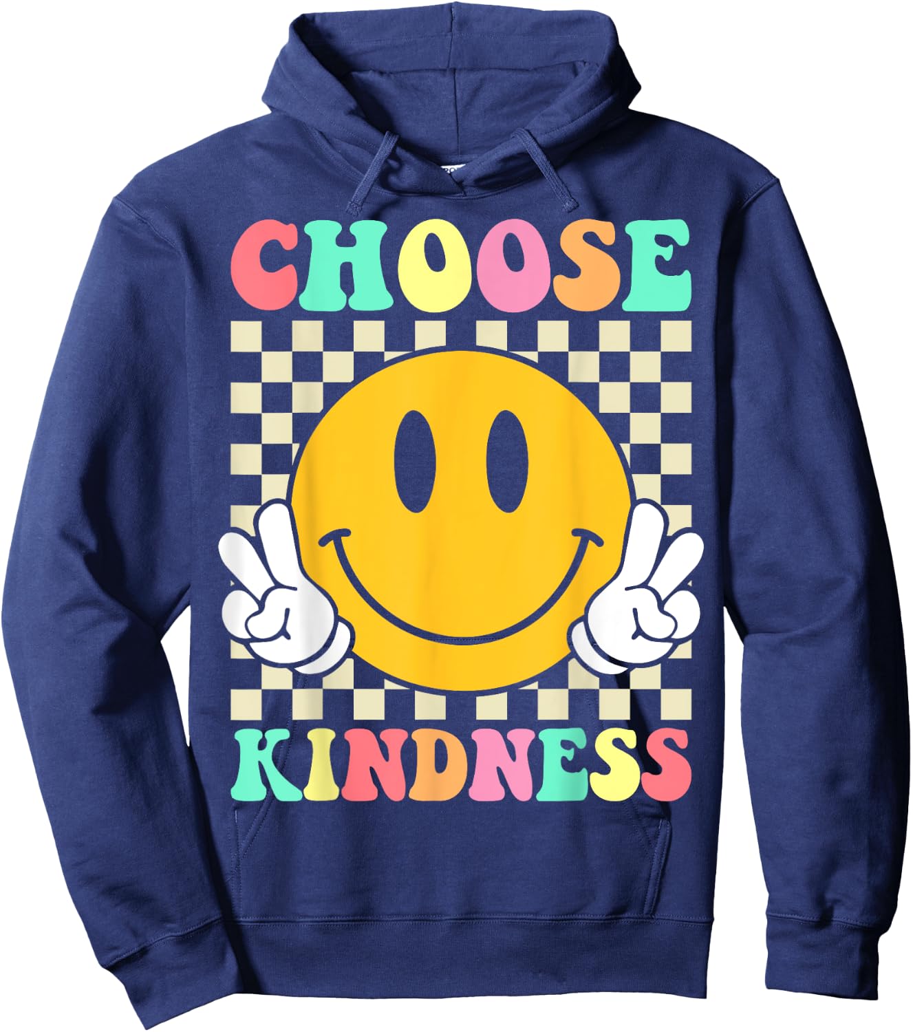 Choose Kindness Retro Groovy Be Kind Inspirational Hoodie - Hoodie | Navy