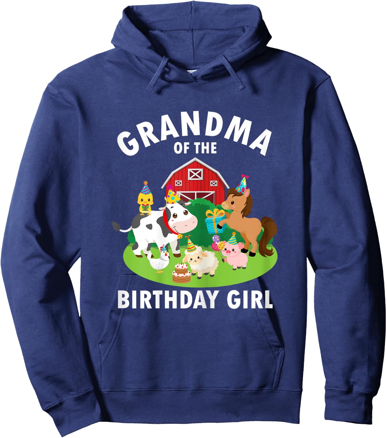 Grandma Of The Birthday Girl Farm Animals Farm Theme Party Hoodie - Hoodie | Navy