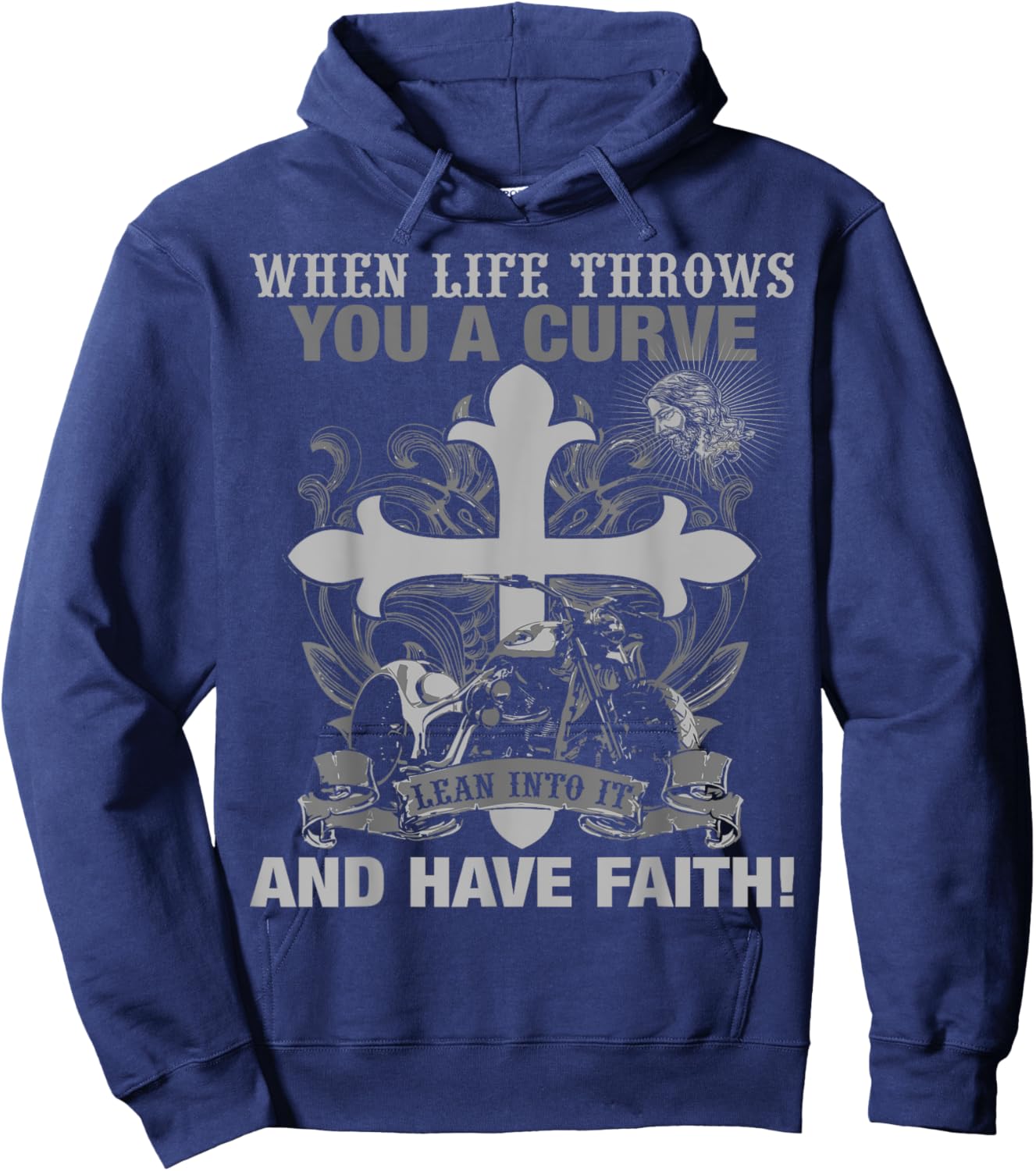 Christian Biker T Shirt Have Faith Motorcycle Design Hoodie - Hoodie | Navy