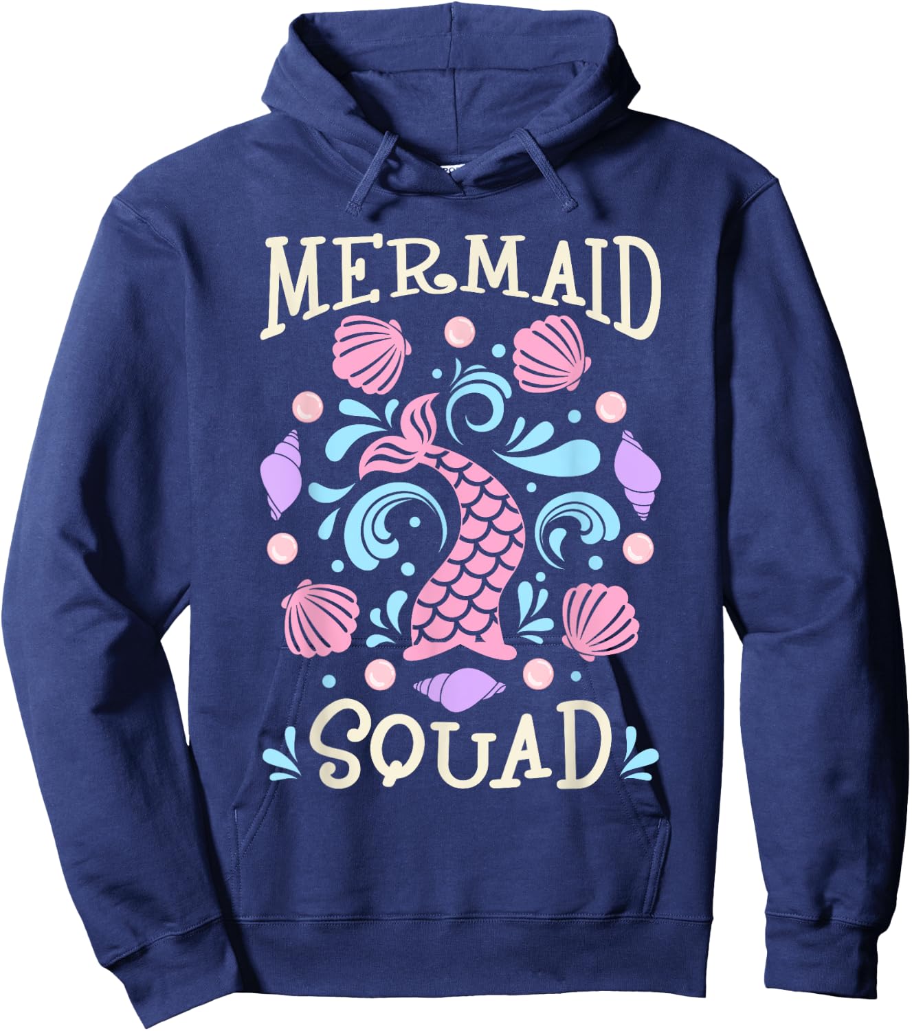 Mermaid Squad Mermaid Birthday Outfit Women Mermaid Party Hoodie - Hoodie | Navy