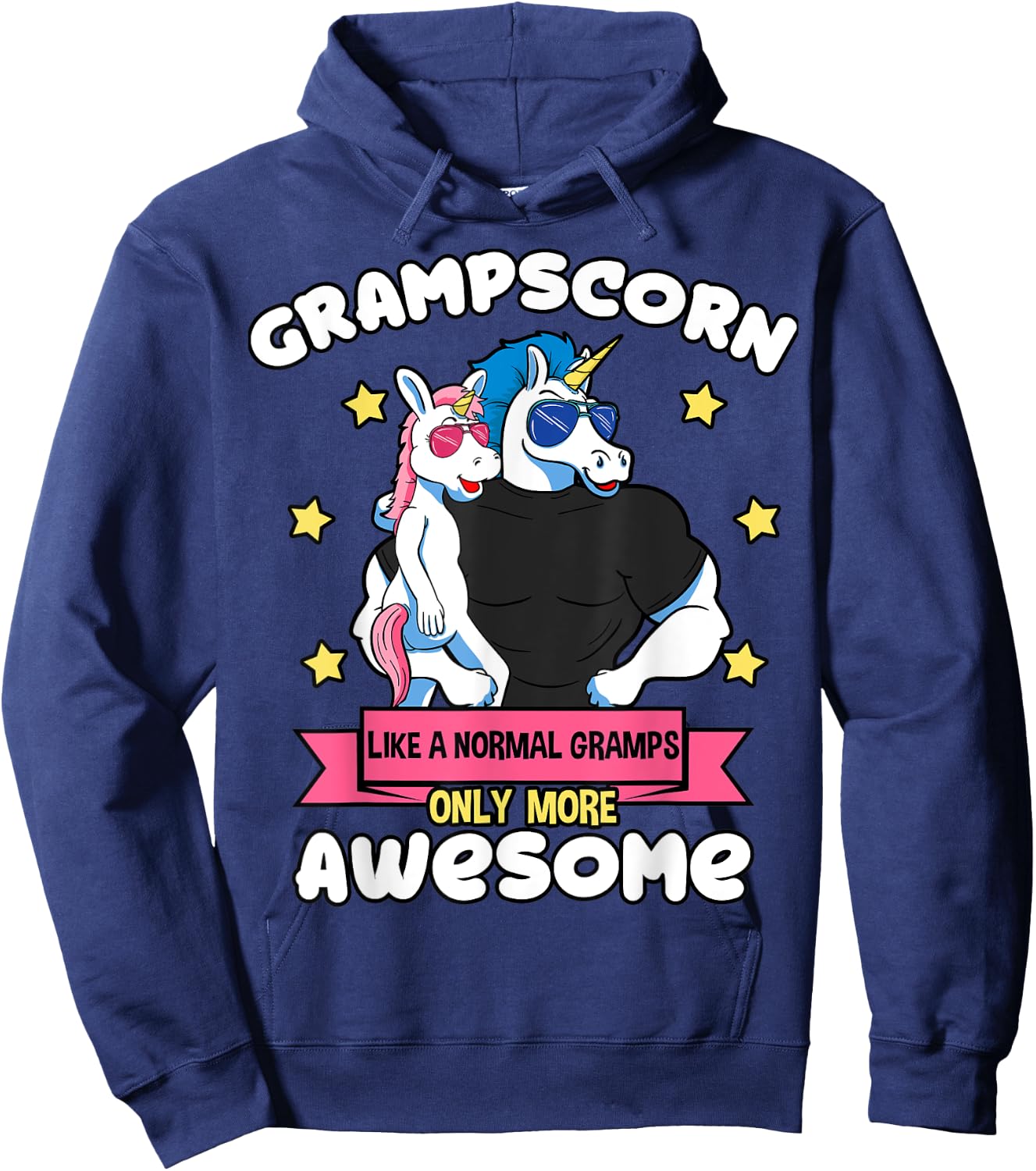 Grampscorn 1 Kid Father's Day Gramps Unicorn Granddaughter Hoodie - Hoodie | Navy
