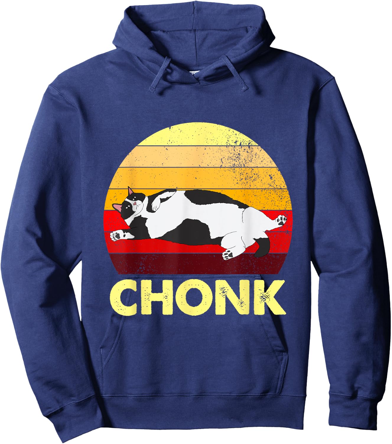 Retro Funny Chonk Cat Women Hoodie - Hoodie | Navy