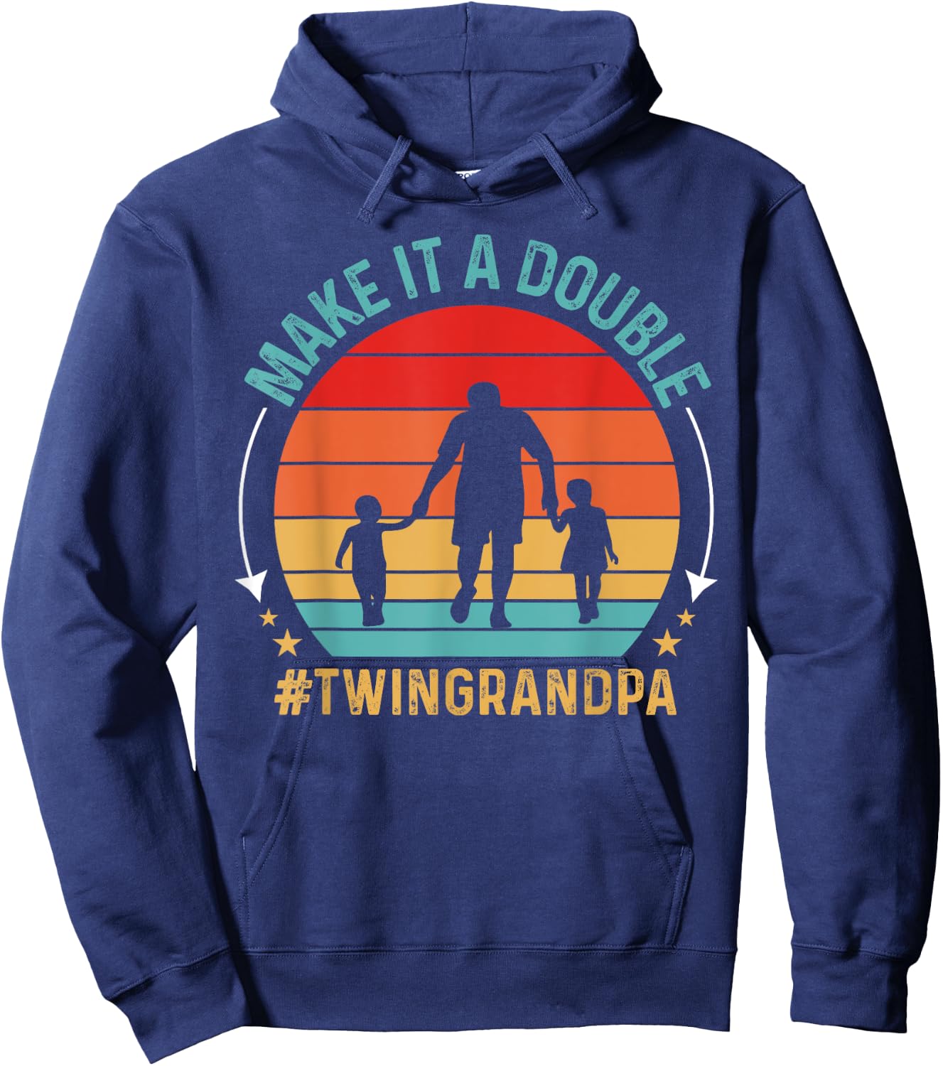 Make It A Double Twin Grandpa Of Twins Grandfather Baby Twin Hoodie - Hoodie | Navy