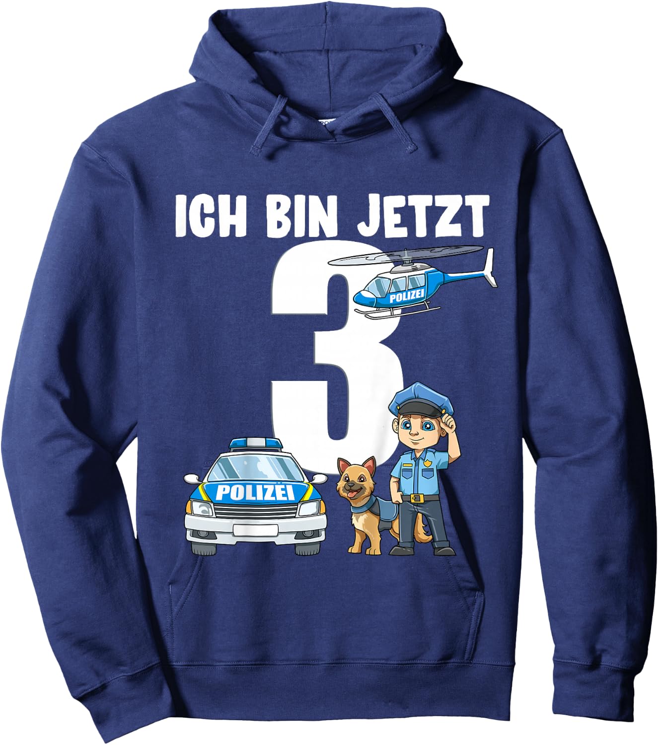 Children's 3rd Birthday Police Shirt - 3 Years Old Gift , black Hoodie - Hoodie | Navy
