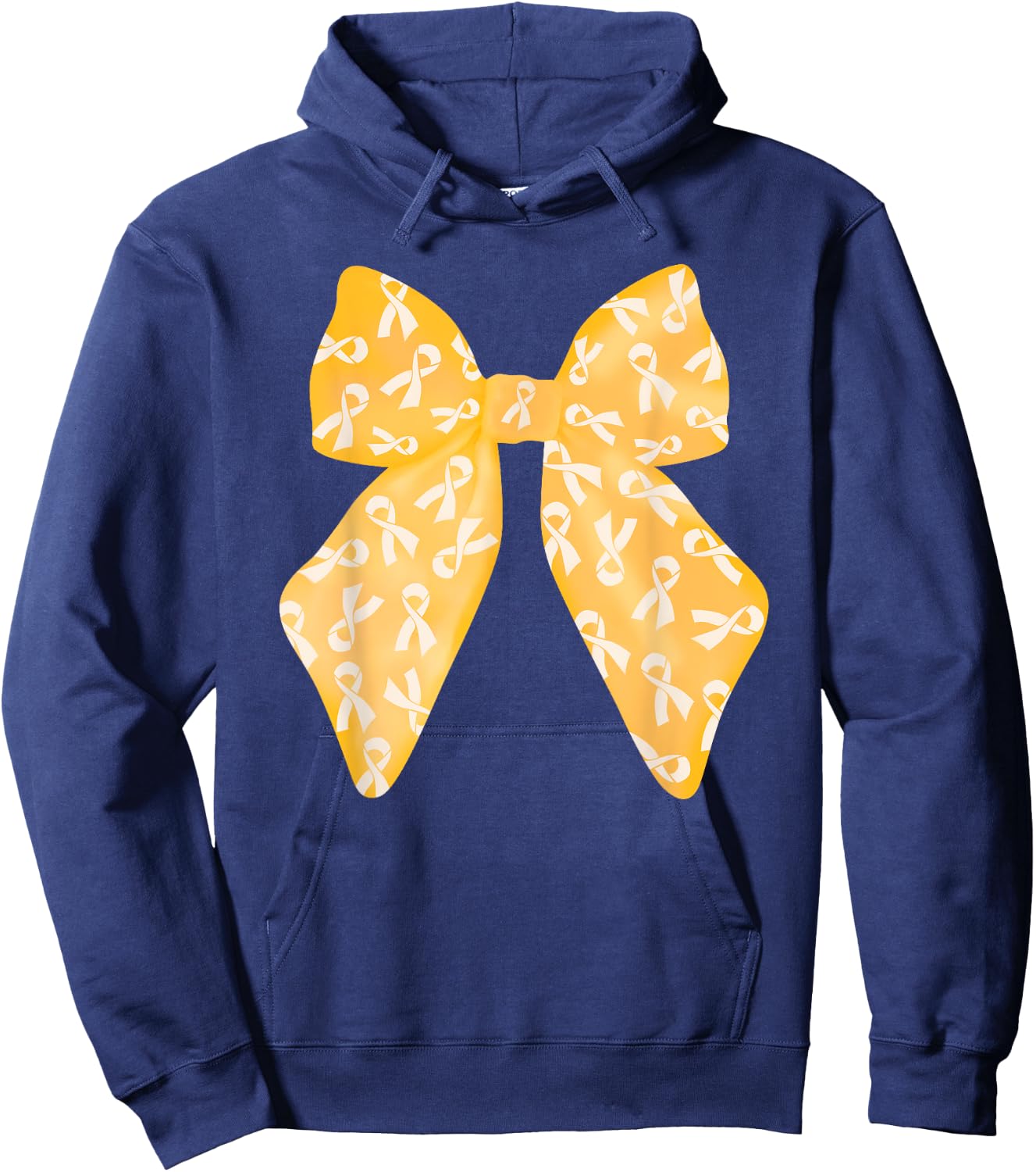 Coquette Gold Bow Childhood Cancer Awareness Women Kids Girl Hoodie - Hoodie | Navy
