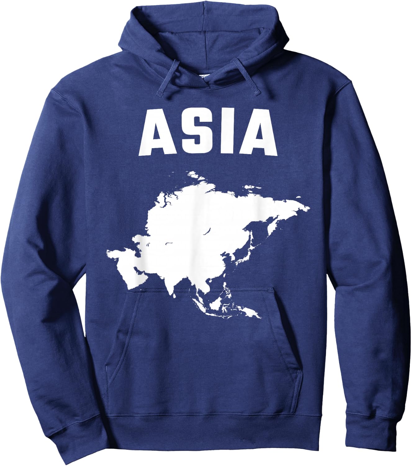 Isolated white silhouette of a map of Asia continent Hoodie - Hoodie | Navy