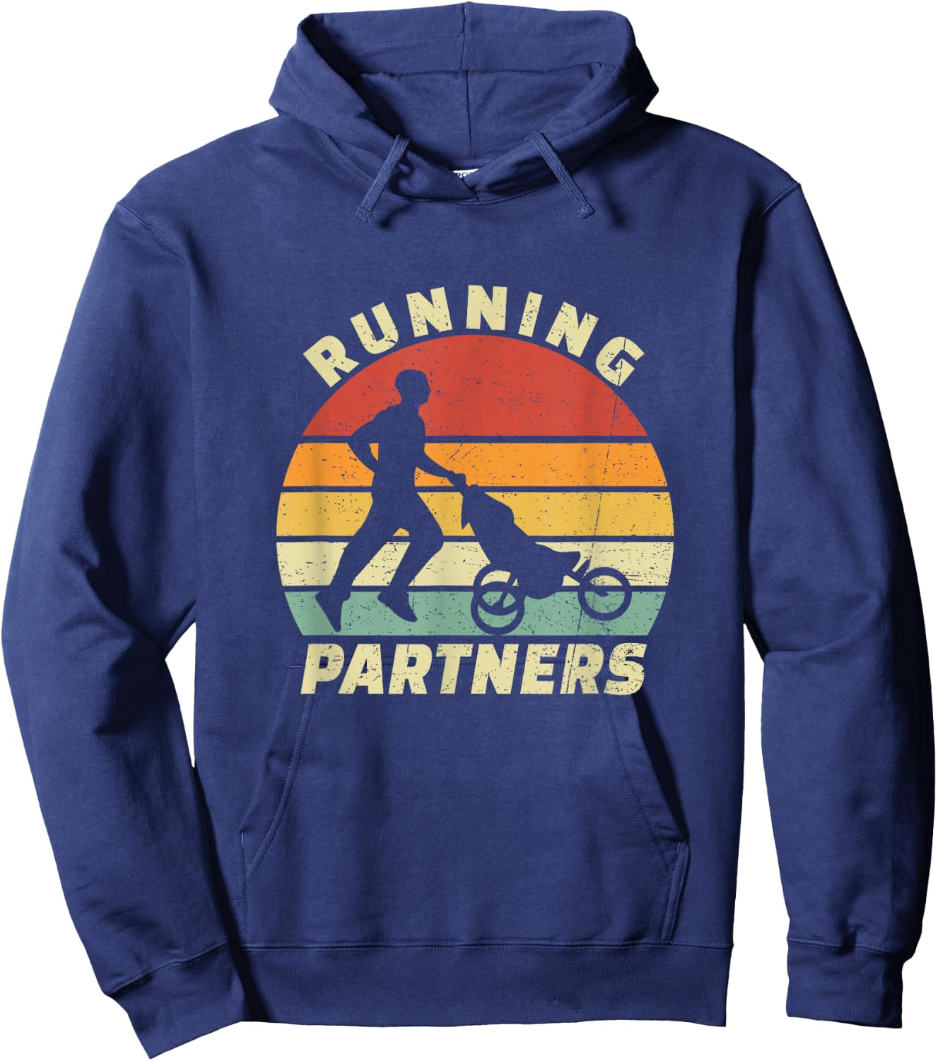 Vintage Running Partners Buggy Baby Stroller Dad Runner Hoodie - Hoodie | Navy