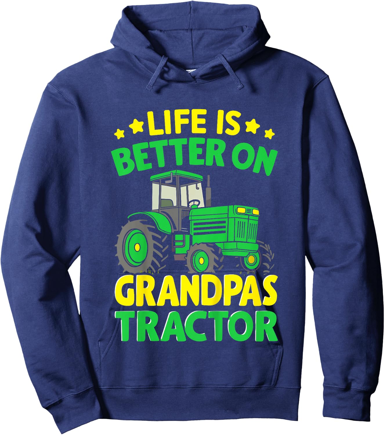 Kids Farmer Funny Tractor Boy On Grandpas Tractor Hoodie - Hoodie | Navy