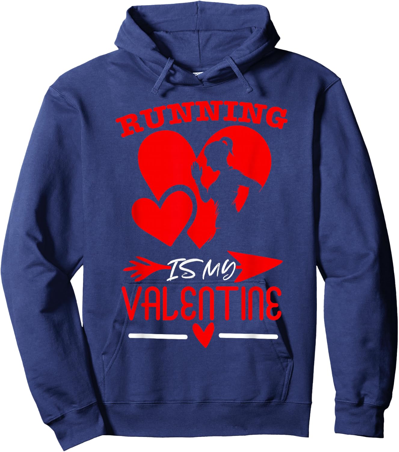 Running Is My Valentine Cute Running Valentines Day Hoodie - Hoodie | Navy