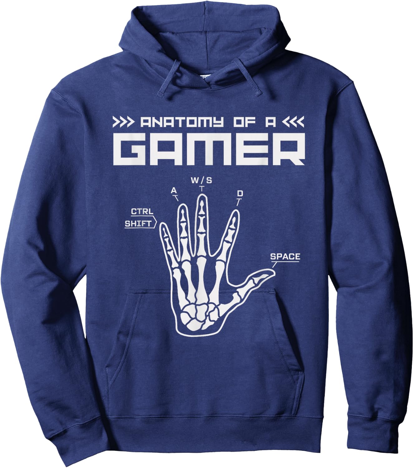 Skeleton Hand Anatomy of a Gamer Pajamas Computer Game Funny , Black, S Hoodie - Hoodie | Navy
