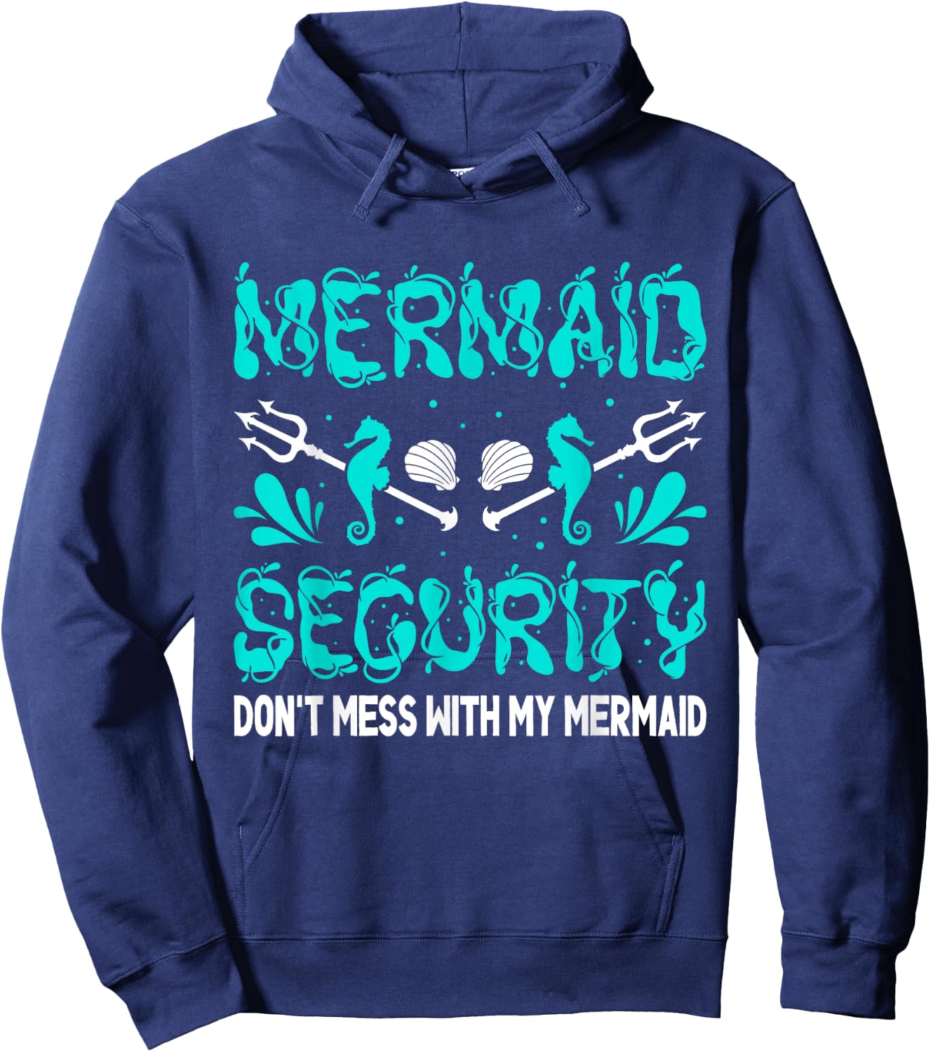 Mermaid Man Costume Birthday Party Outfit Mermaid Security Hoodie - Hoodie | Navy