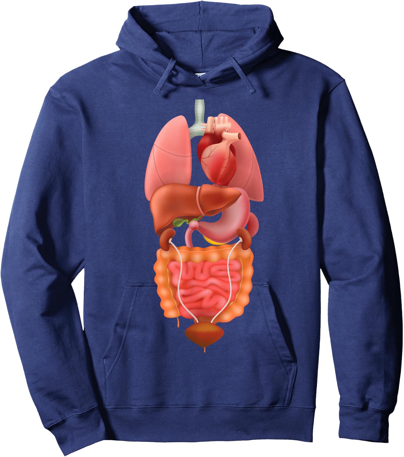 Halloween Human Body Torso Anatomy Internal Organ Fun Print Hoodie - Hoodie | Navy