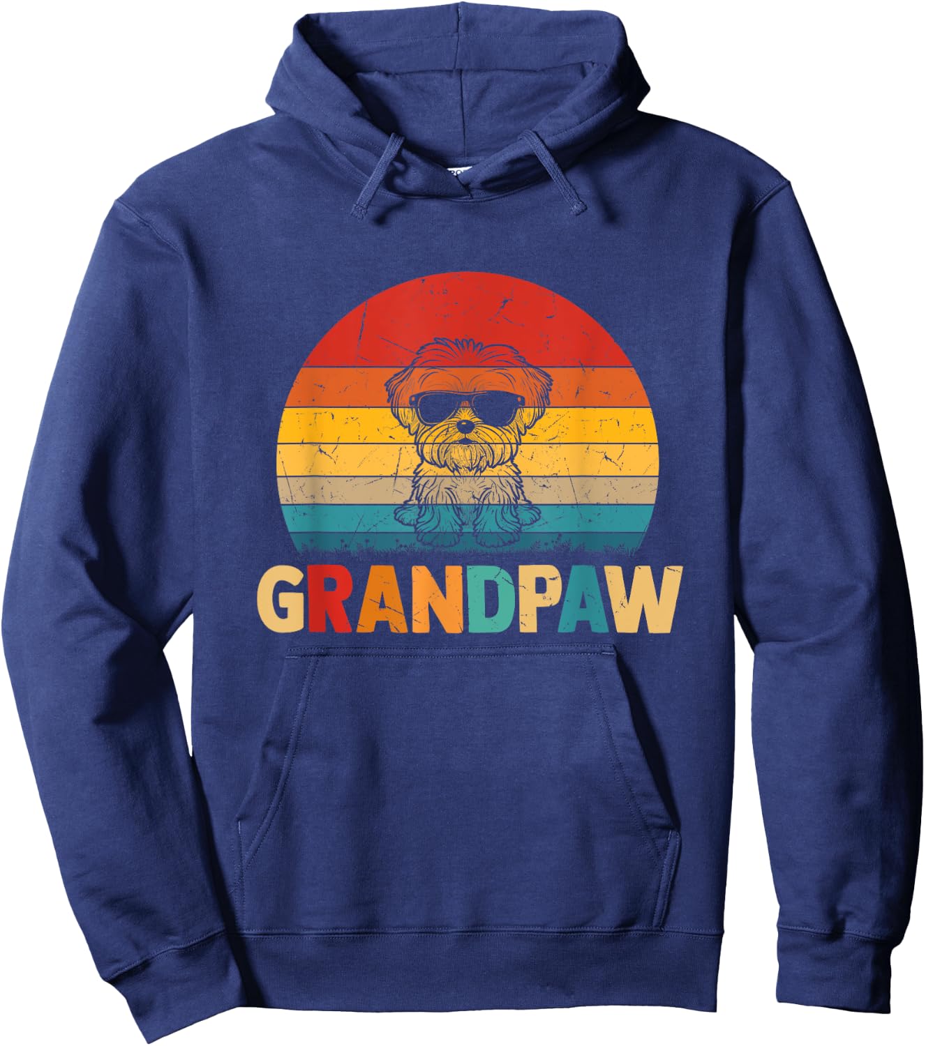 Funny Grandpaw Retro Vintage Maltese Lovers Grandpa Fathers Hoodie - Hoodie | Navy