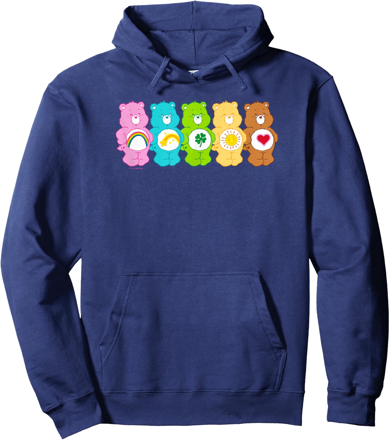 Care Bears Vintage Classic Rainbow Bears Group Line Up , Black, S Hoodie - Hoodie | Navy