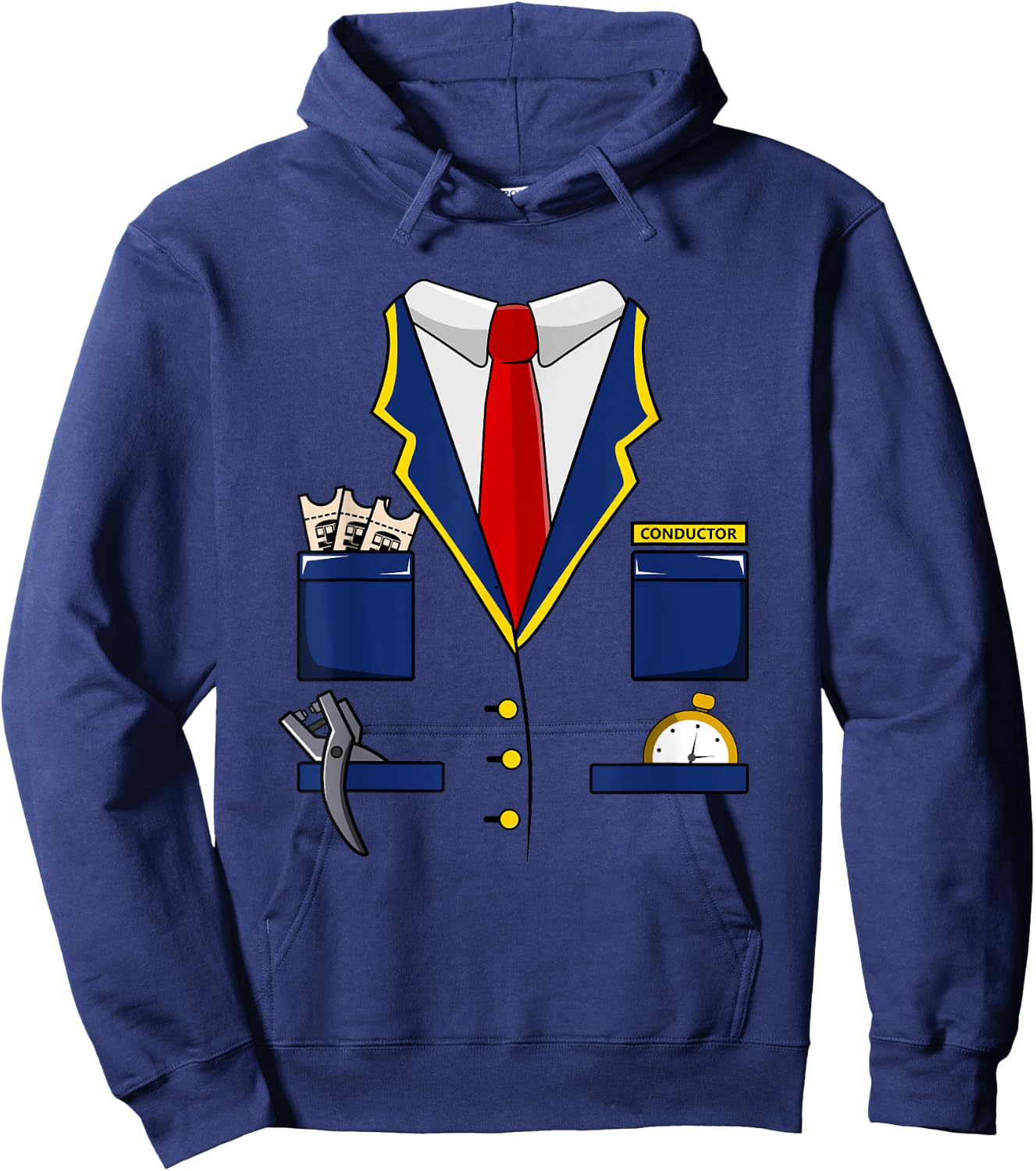Adult Kids Railroad Halloween Train Conductor Costume Hoodie - Hoodie | Navy